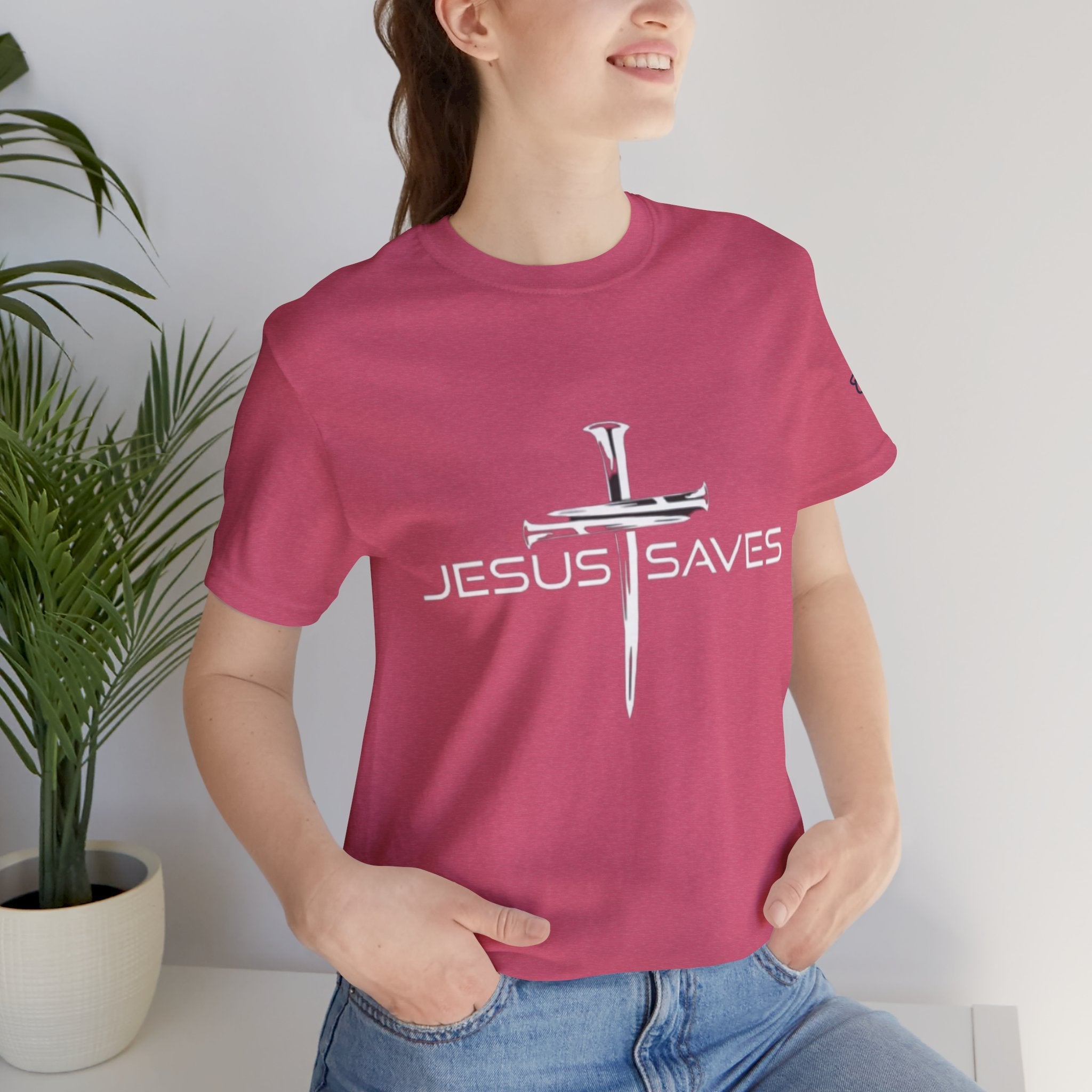 Jesus Saves T-shirt – 3 Nails Crucifix Cross Christian T-shirt for Redemption Faith & Bold Salvation Printify