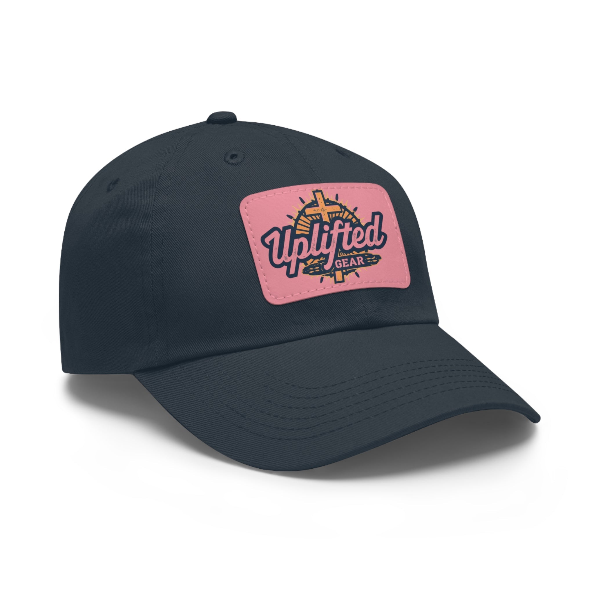 Uplifted Gear Leather Patch Dad Hat — Vintage Aviation Logo Cap Printify