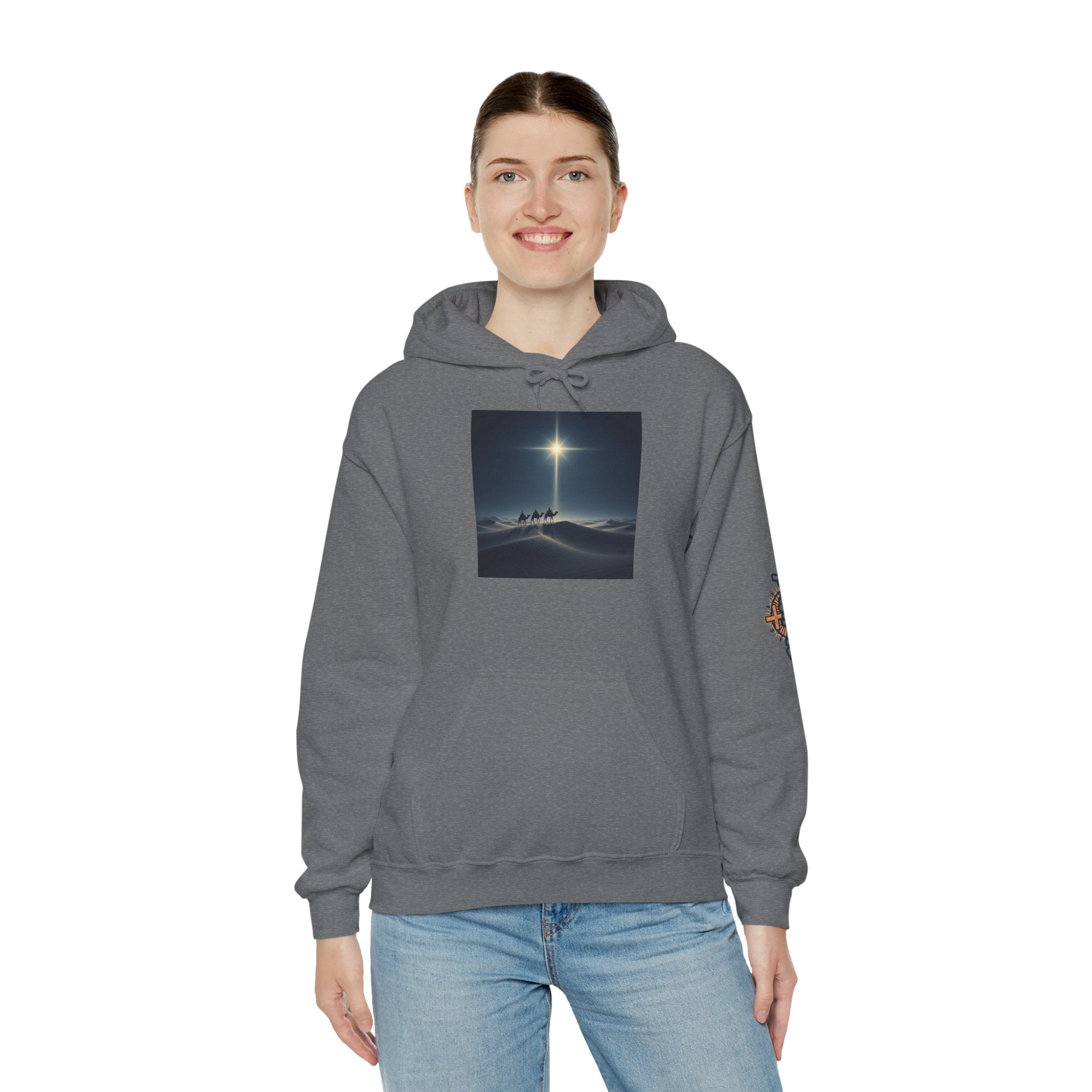 3 Wise Men Hoodie – Magi Camels Nativity Journey Christian Christmas Sweatshirt for Epiphany Faith & Holy Night Printify