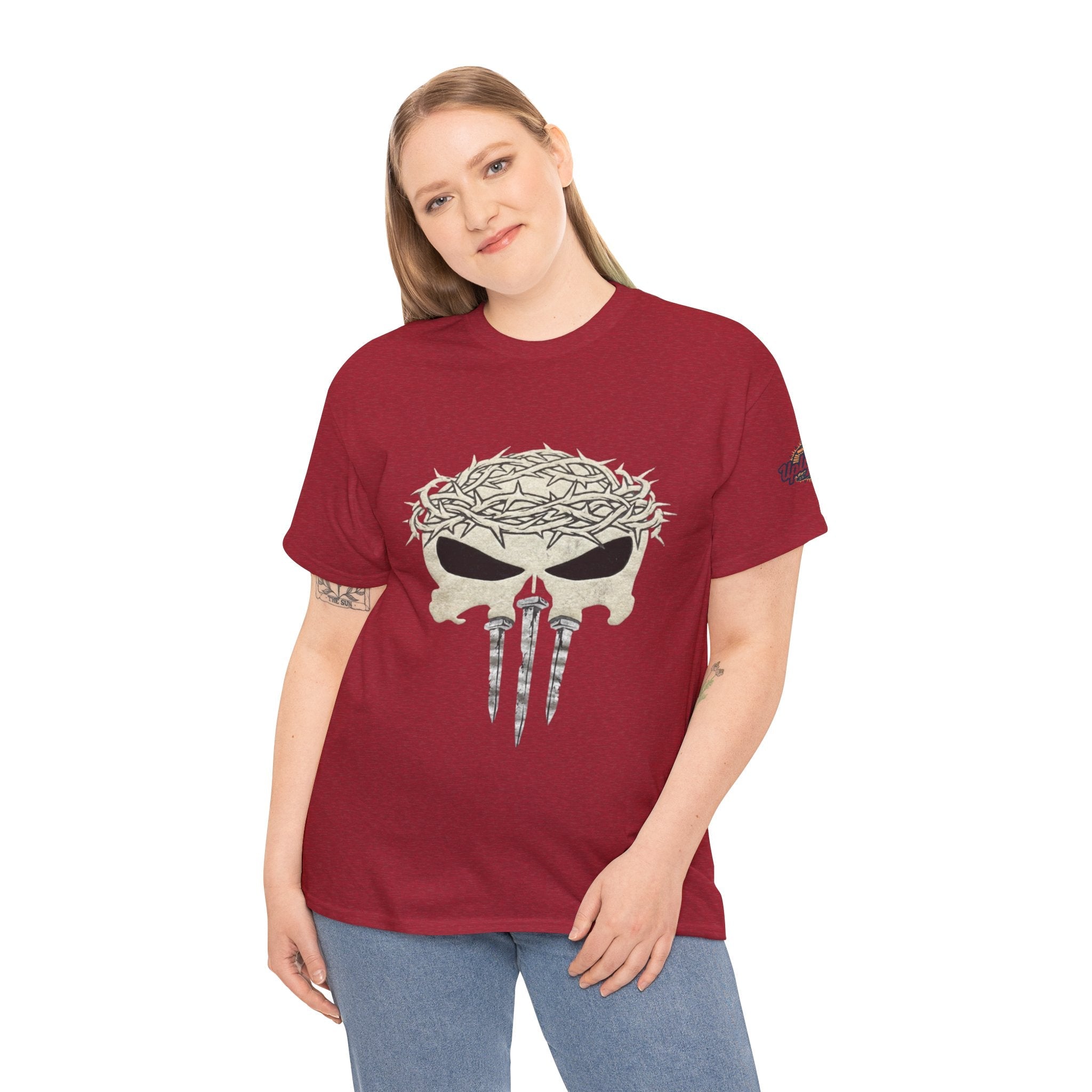Christian Skull T-shirt - Crown of Thorns & Nails - Warrior Faith T-shirt Printify