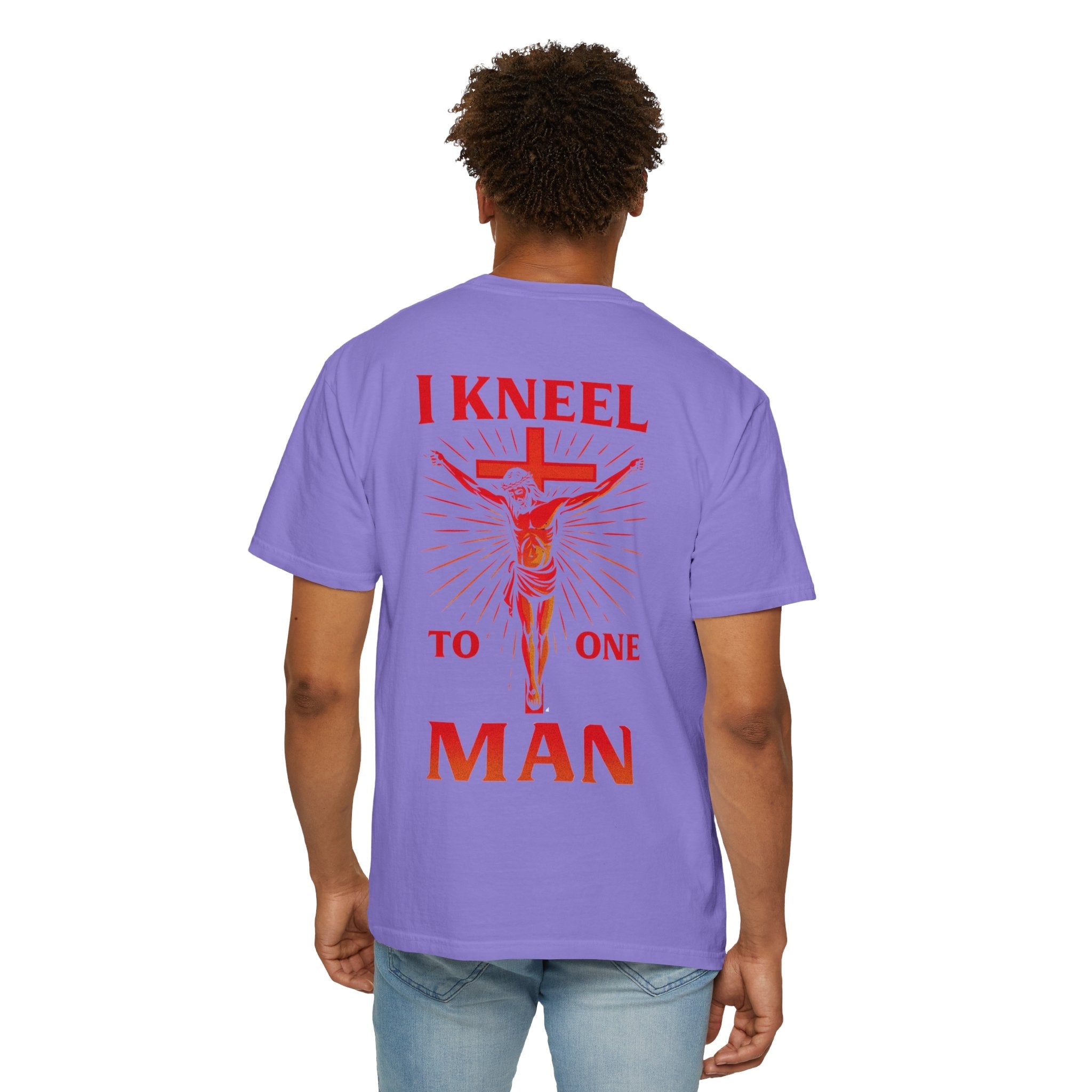I Kneel to One Man T-shirt – Crucifixion Christian T-shirt for Unashamed Devotion & Bold Faith Printify
