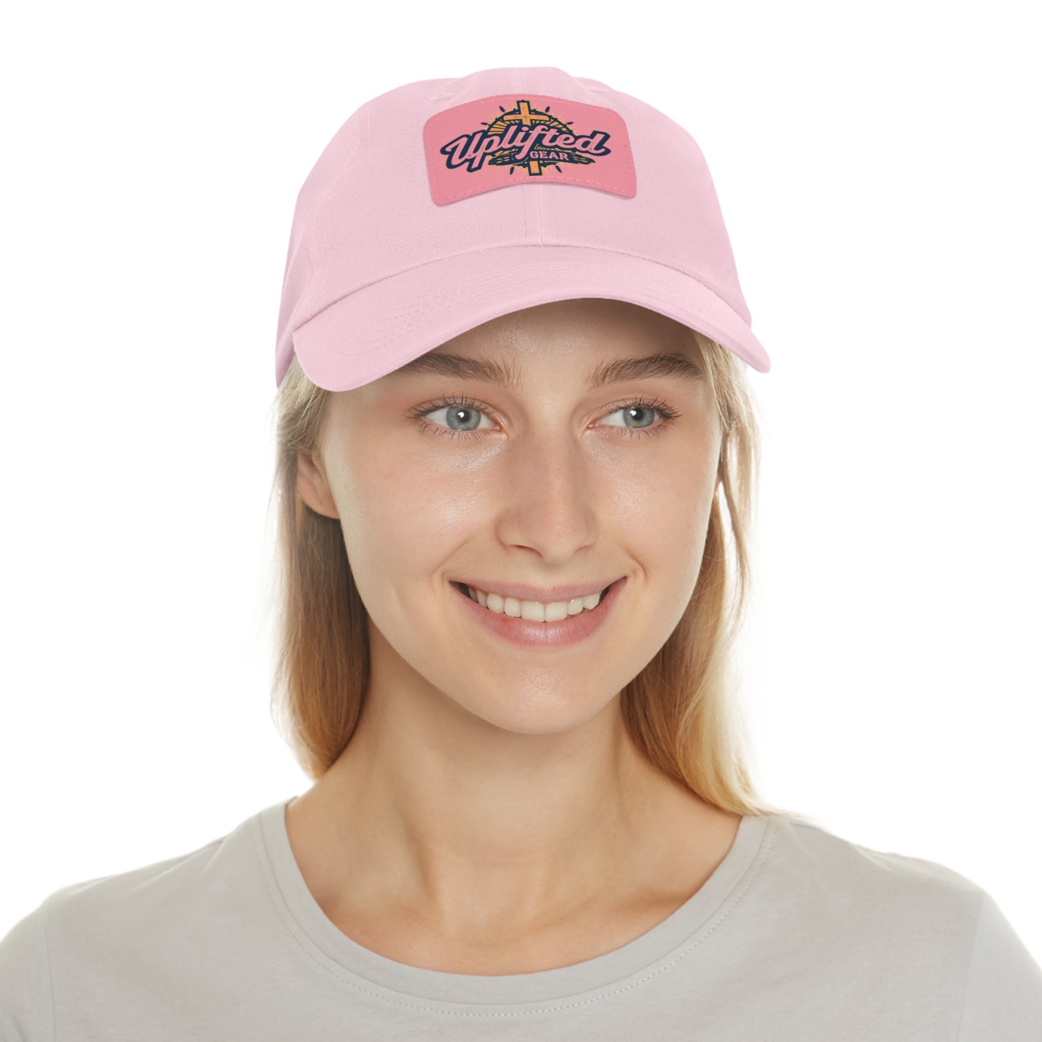 Uplifted Gear Leather Patch Dad Hat — Vintage Aviation Logo Cap Printify