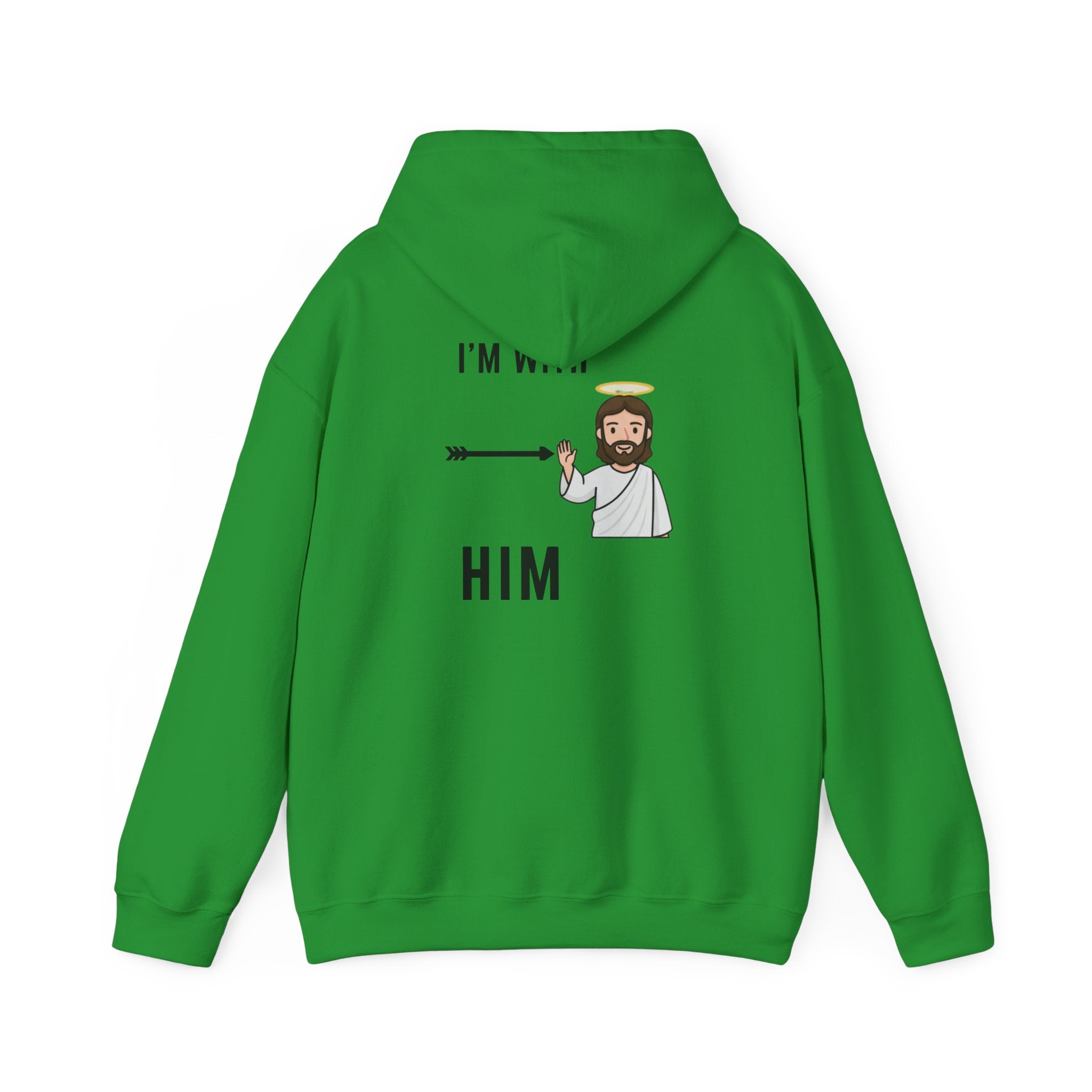 🔥 I’m With Him → Christian Hoodie | Arrow Pointing to Jesus | Minimalist Faith Tee | Subtle Cross Design | Bible-Inspired Apparel by Uplifted Gear Printify