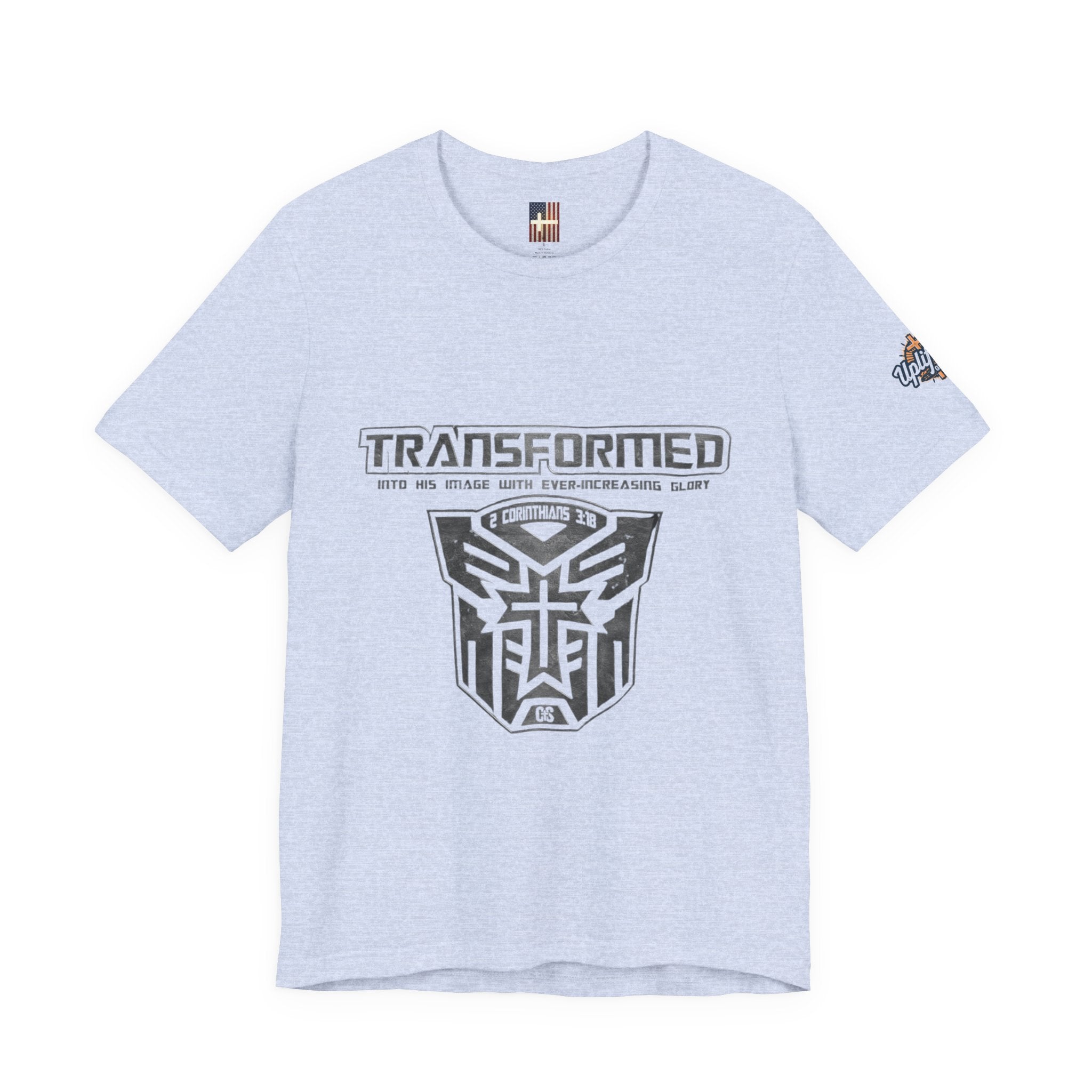 Transformer Logo Christian T-shirt | 2 Corinthians 3:18 Bible Verse T-shirt Printify