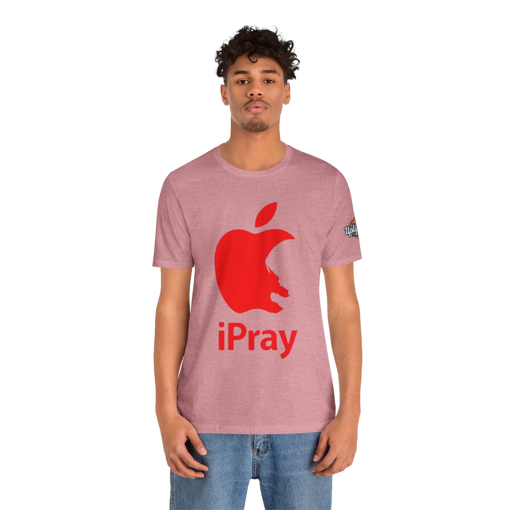 iPray Red Apple Christian T-Shirt — Faith Graphic Tee Printify