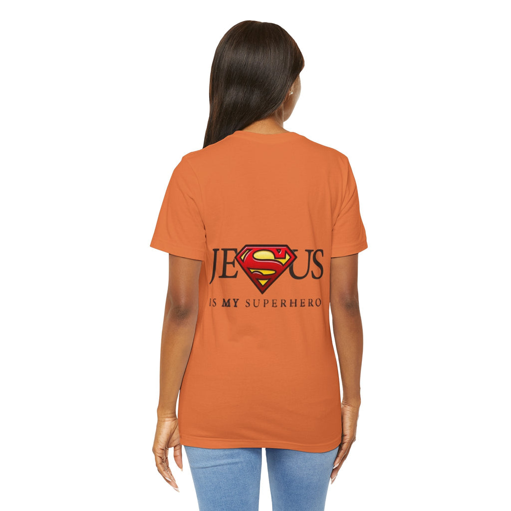 Jesus Is My Superhero T-Shirt — Faith-Based Superman-Inspired Tee Printify