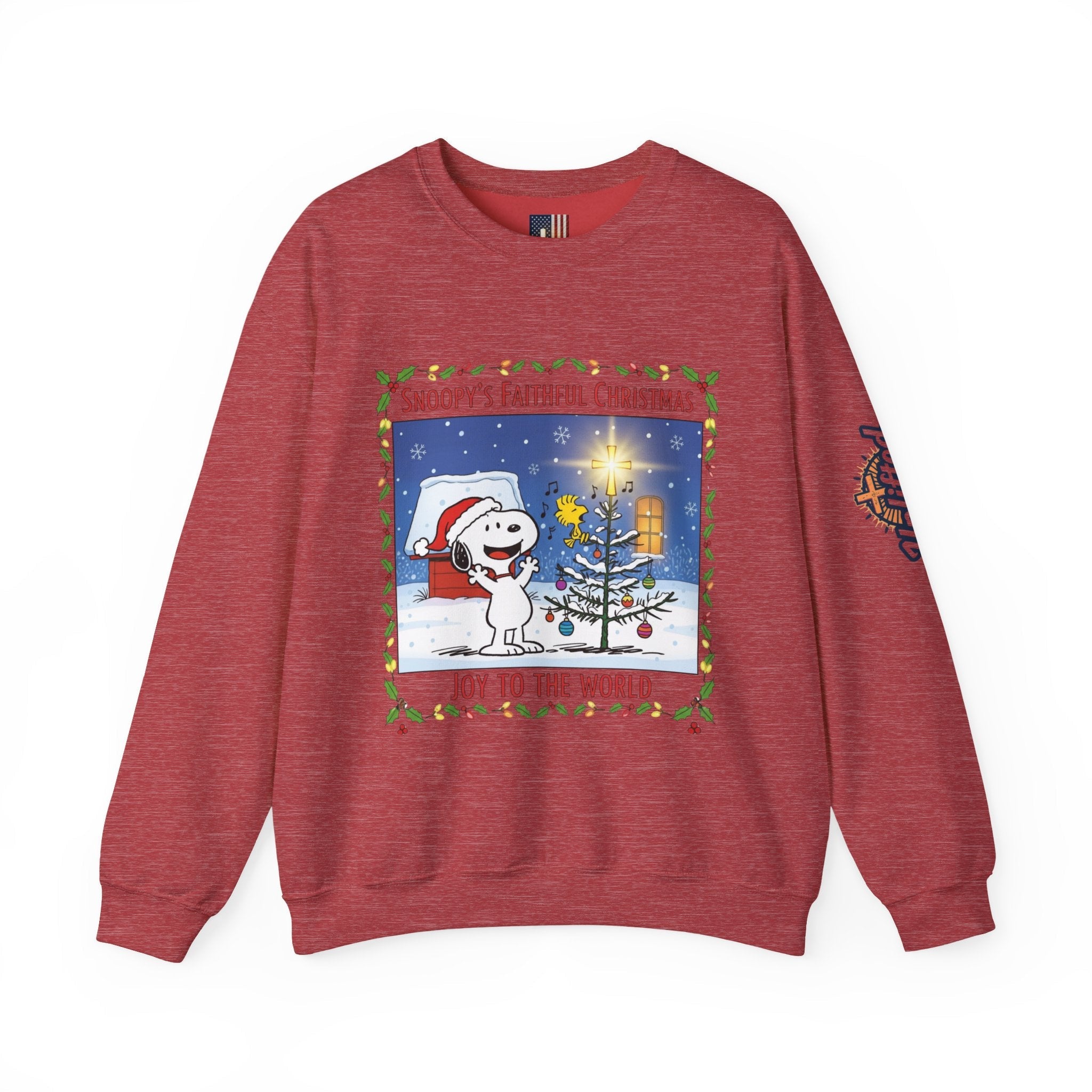 🎄 Faithful Christmas Friends – Christian Holiday Sweatshirt | Festive Tree & Cartoon Duo | Heartwarming Christmas Tee by Uplifted Gear Printify