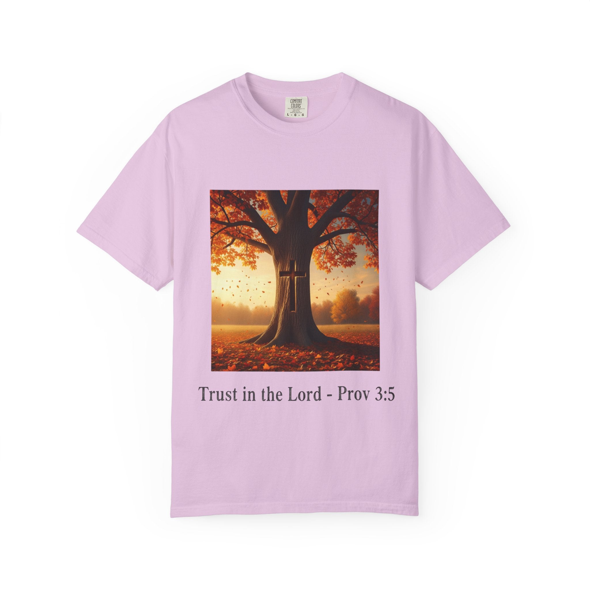 Trust in the Lord T-Shirt – Autumn Tree Christian Tee with Proverbs 3:5 Printify