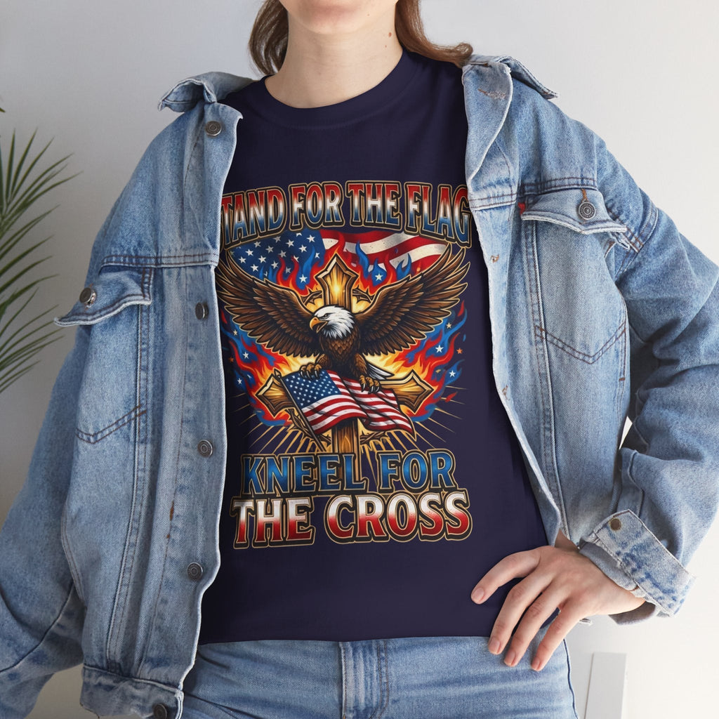 Stand for the Flag Kneel for the Cross T-shirt | Patriotic Eagle T-shirt Printify