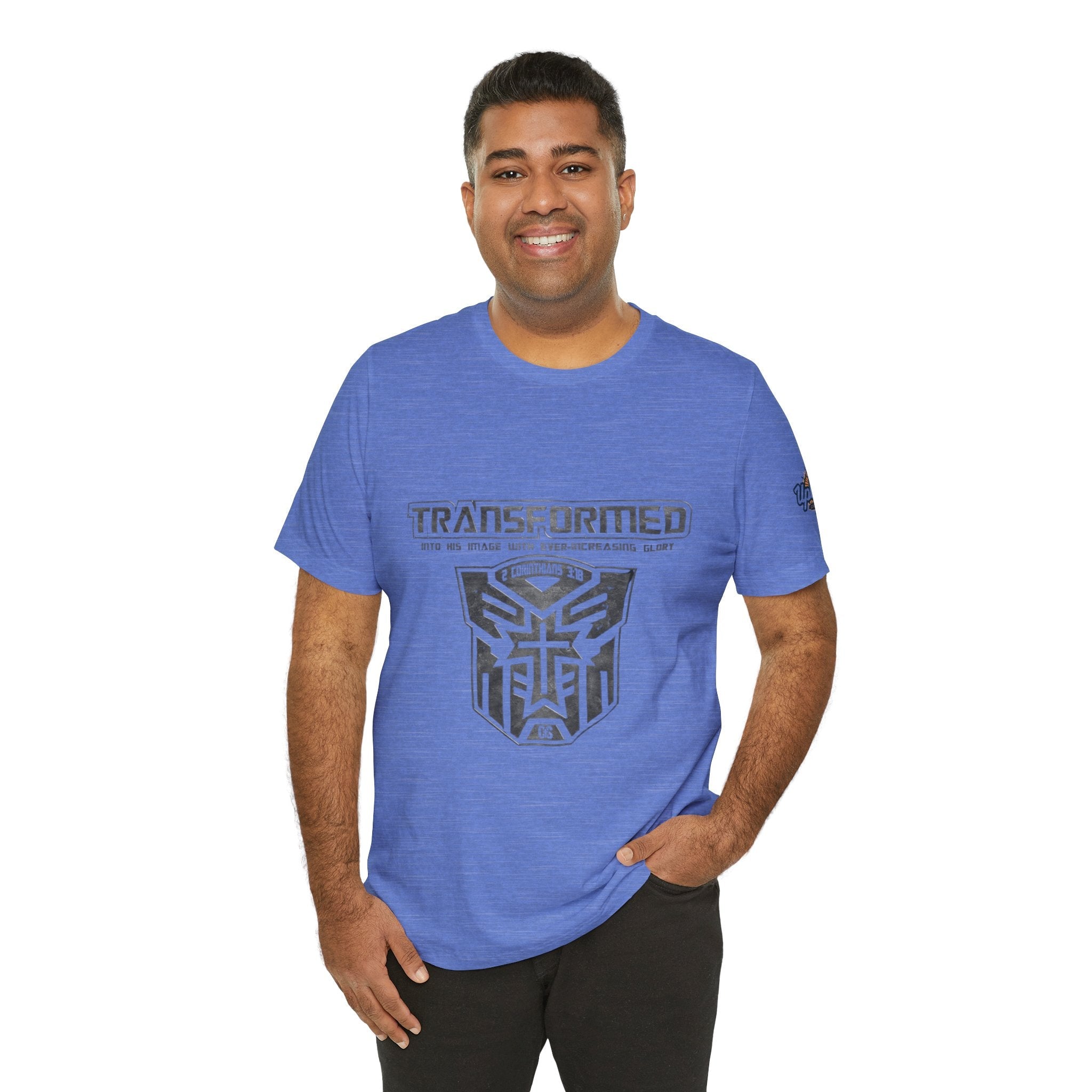 Transformer Logo Christian T-shirt | 2 Corinthians 3:18 Bible Verse T-shirt Printify