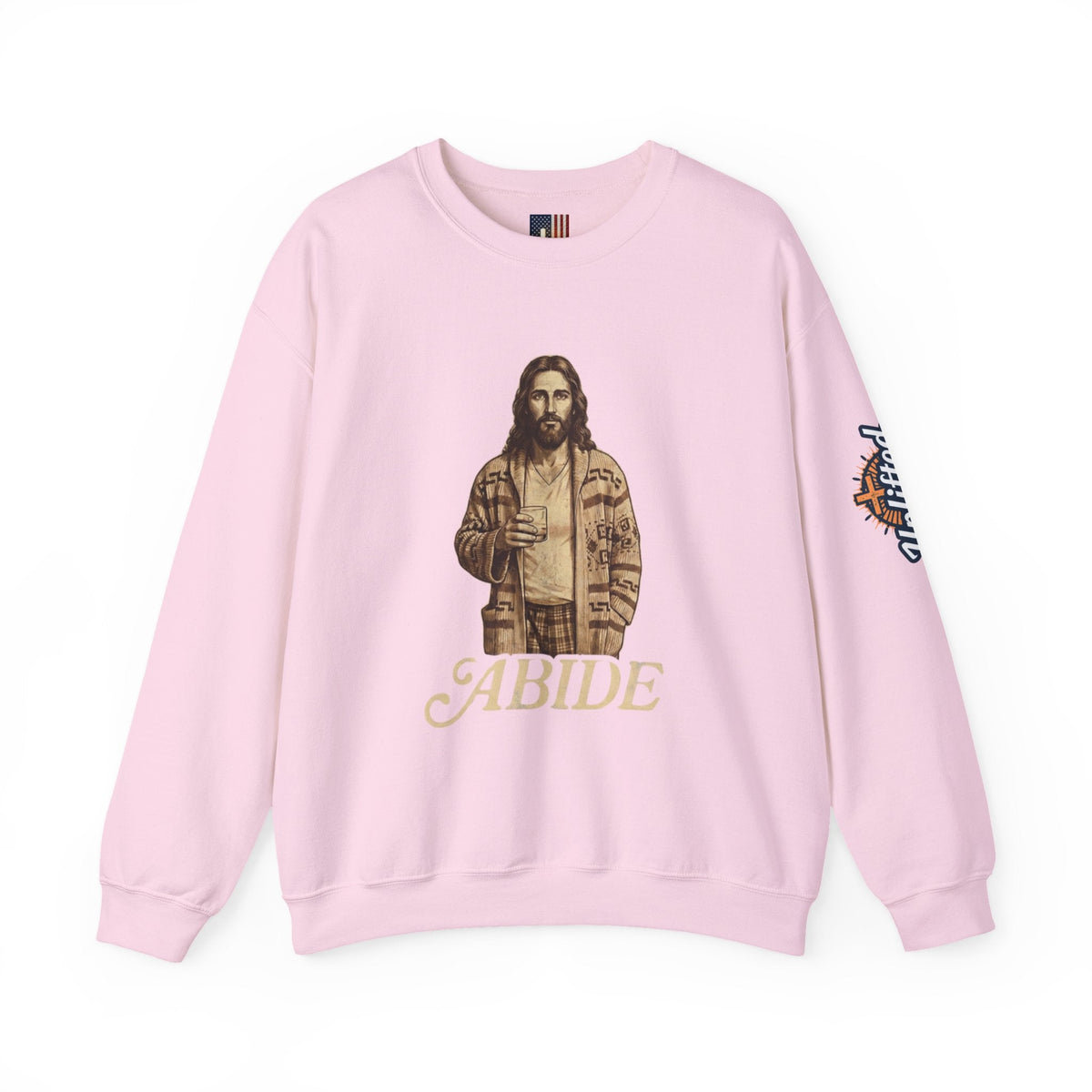 Abide Jesus Sweatshirt — Vintage 'The Dude' Religious Graphic Sweatshirt Printify