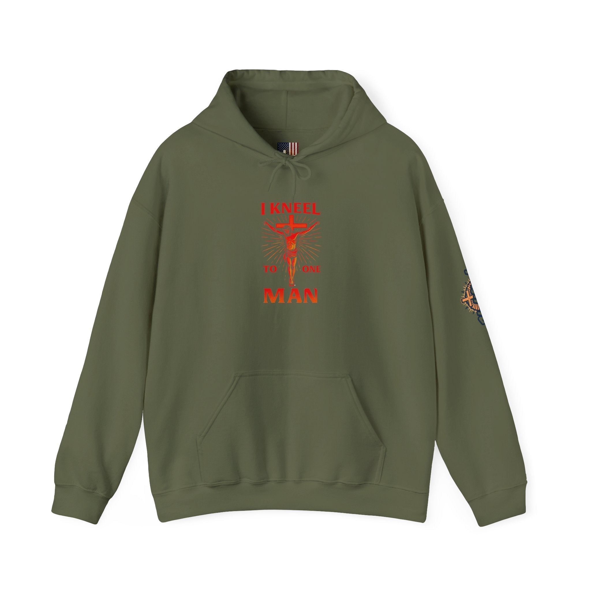 I Kneel to One Man Hoodie – Crucifixion Christian Sweatshirt for Unashamed Devotion & Bold Faith Printify