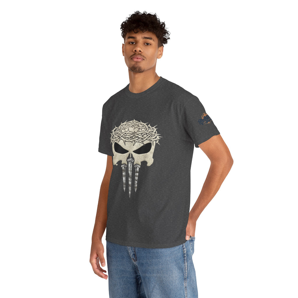 Christian Skull T-shirt - Crown of Thorns & Nails - Warrior Faith T-shirt Printify