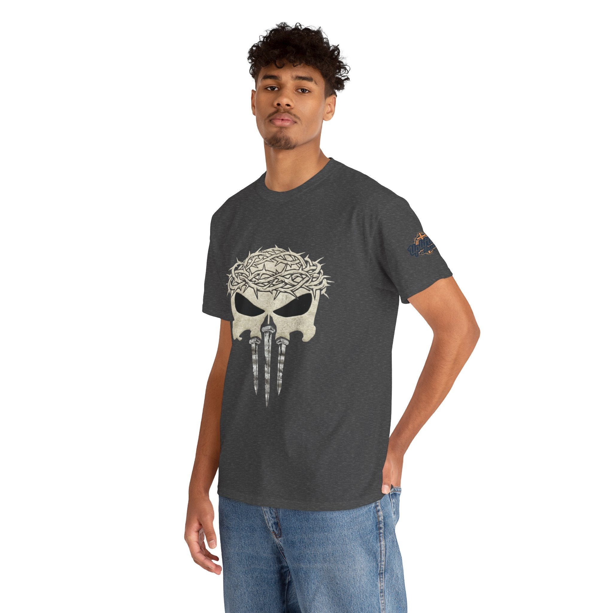 Christian Skull T-shirt - Crown of Thorns & Nails - Warrior Faith T-shirt Printify