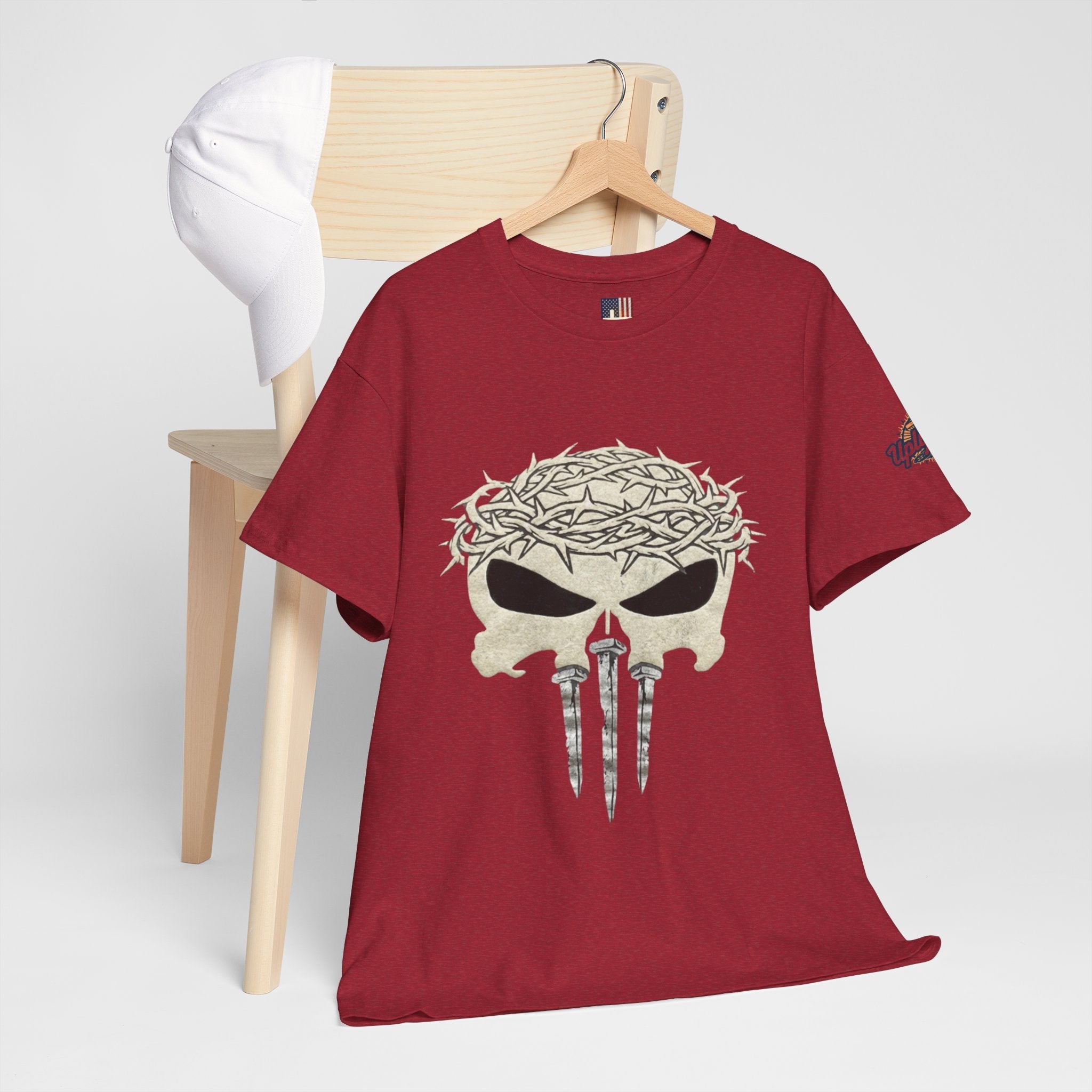 Christian Skull T-shirt - Crown of Thorns & Nails - Warrior Faith T-shirt Printify