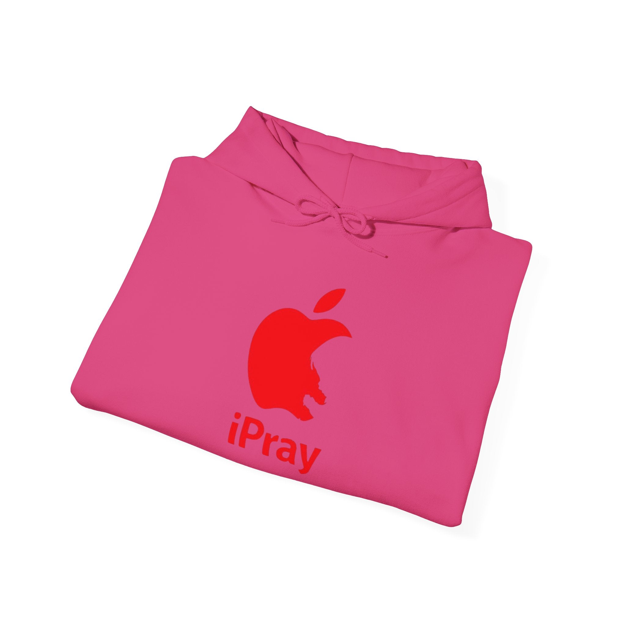 iPray Apple Logo Hoodie — Funny Christian Hoodie (Minimal Red Apple Graphic) Printify