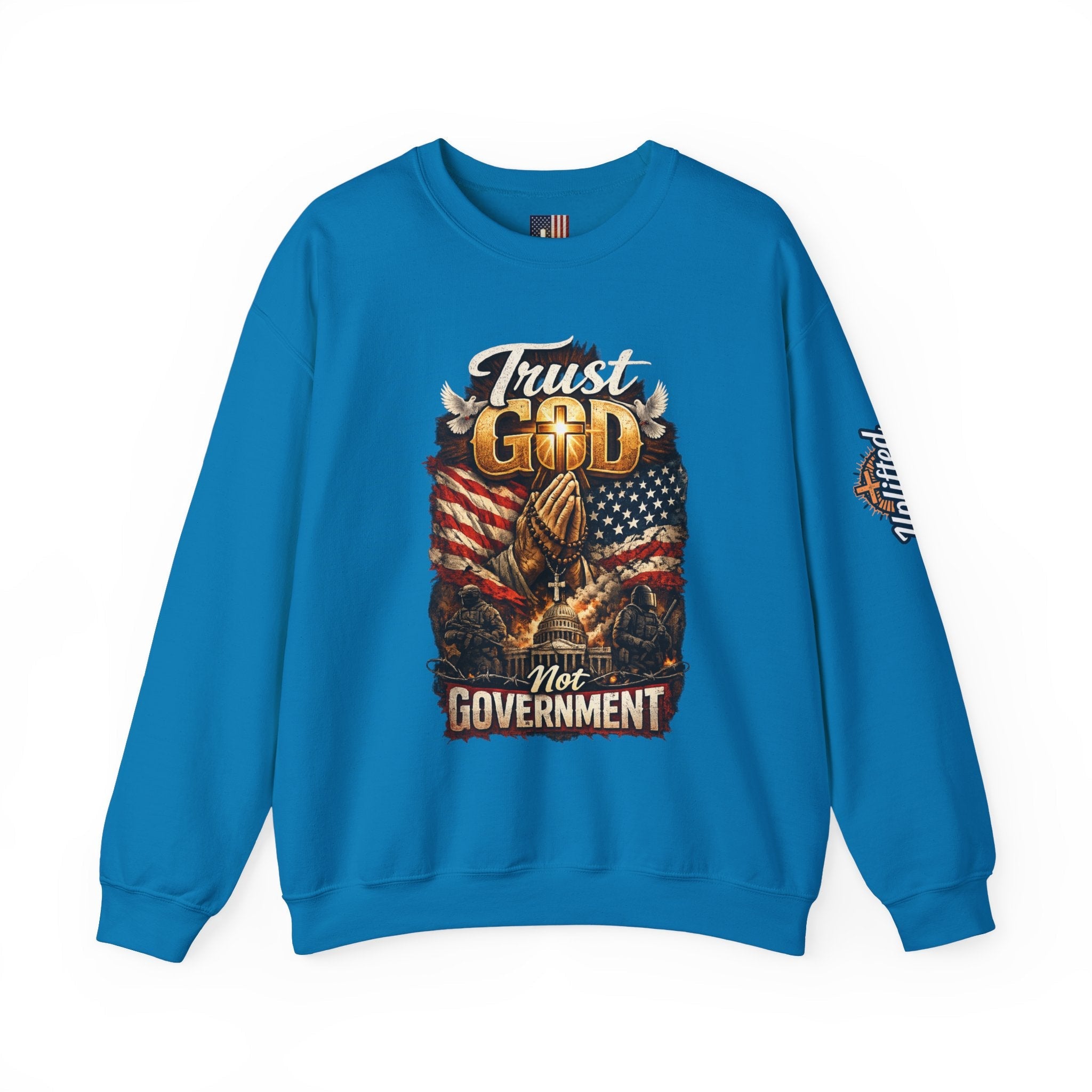 Trust God Not Government Sweatshirt — Vintage Patriotic Christian Sweatshirt Printify