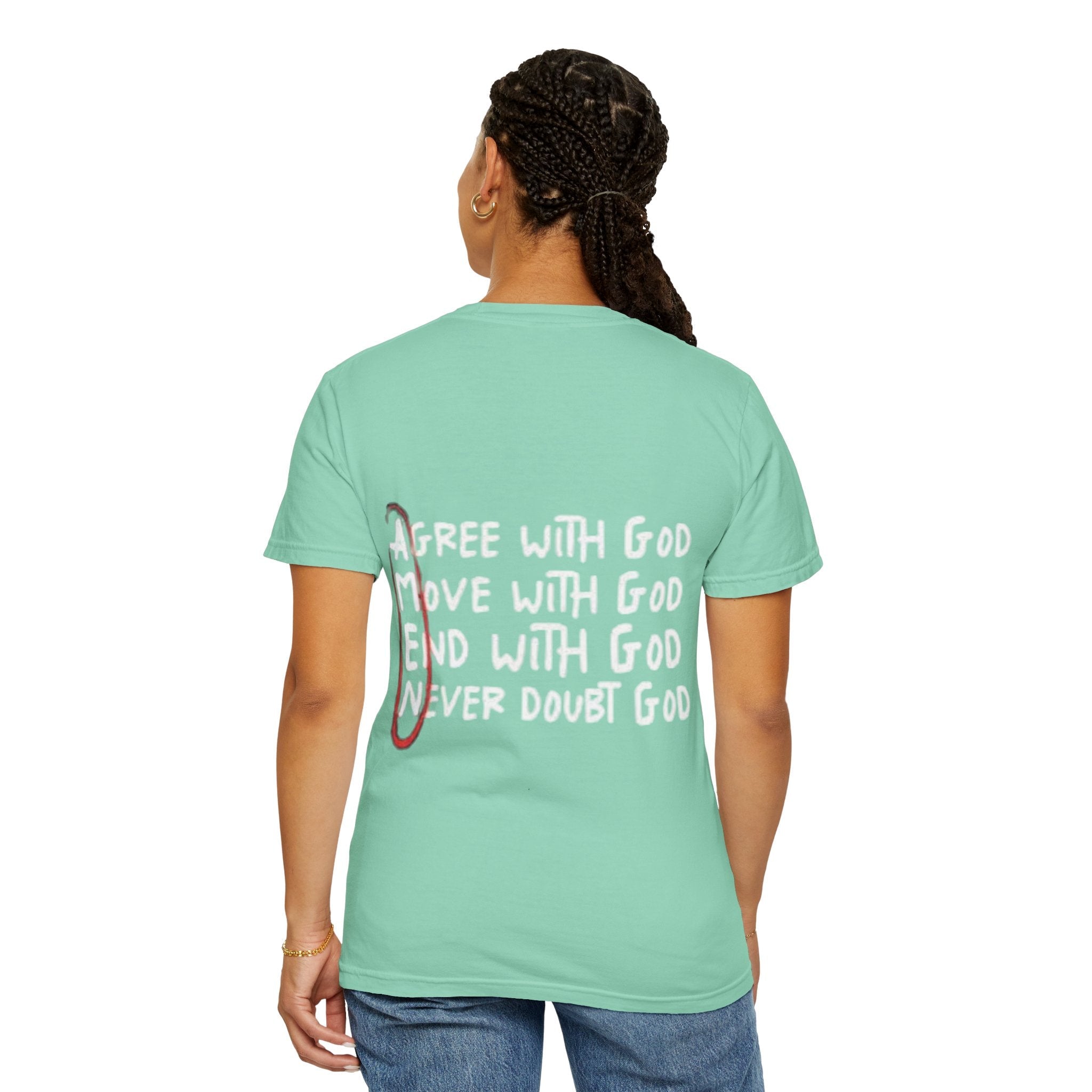 AMEN Acronym T-Shirt – Always Agree with God Move with God End with God Never Doubt God Christian Tee for Unwavering Faith Printify
