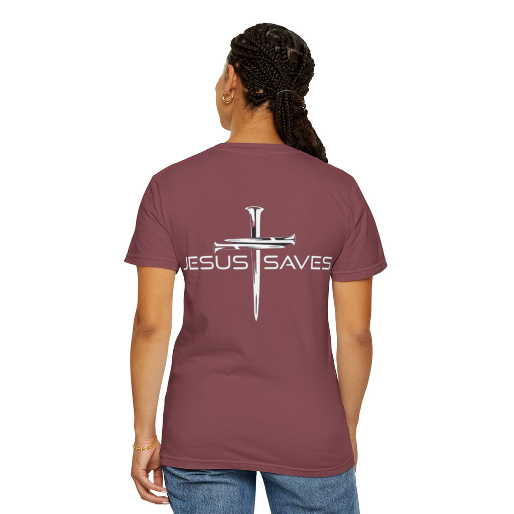 Jesus Saves T-shirt – 3 Nails Crucifix Cross Christian T-shirt for Redemption Faith & Bold Salvation