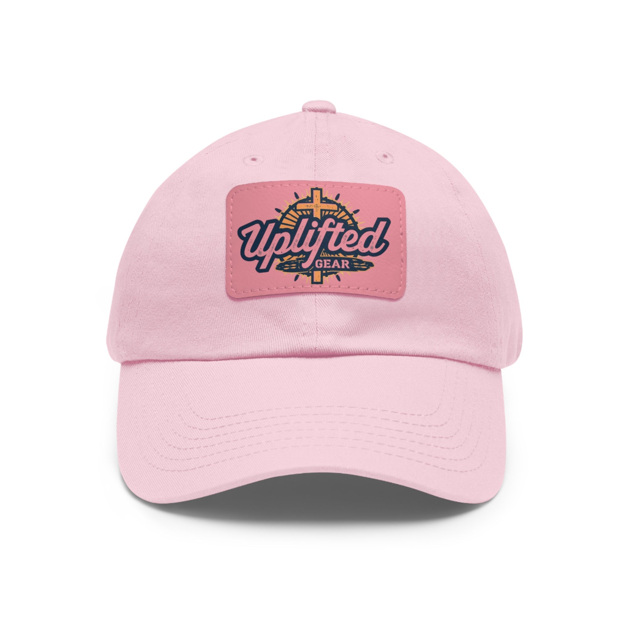 Uplifted Gear Leather Patch Dad Hat — Vintage Aviation Logo Cap Printify