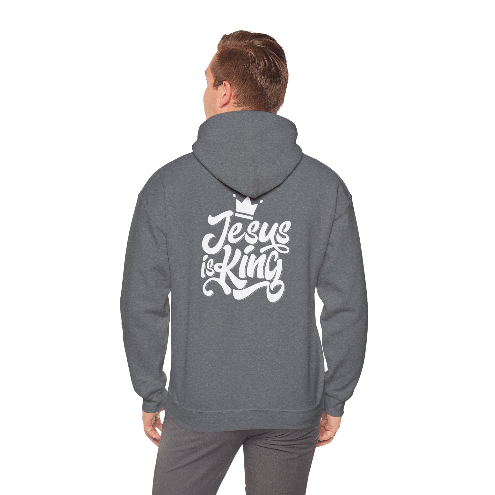 Jesus is King Hoodie – Bold Crown & Cross Christian Sweatshirt for Eternal Reign & Cozy Faith Printify