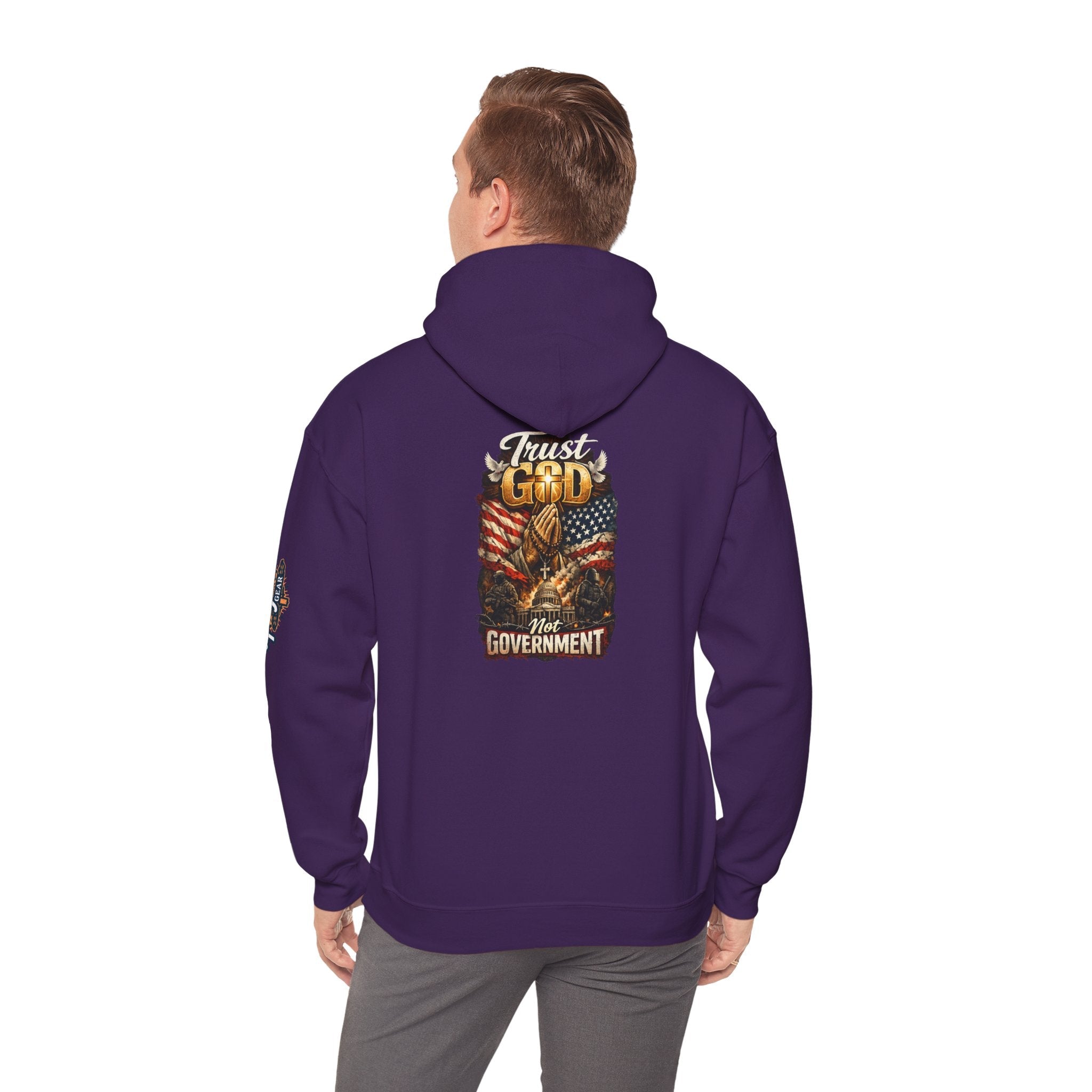 Trust God Not Government Hoodie — Vintage Patriotic Christian Hoodie Printify