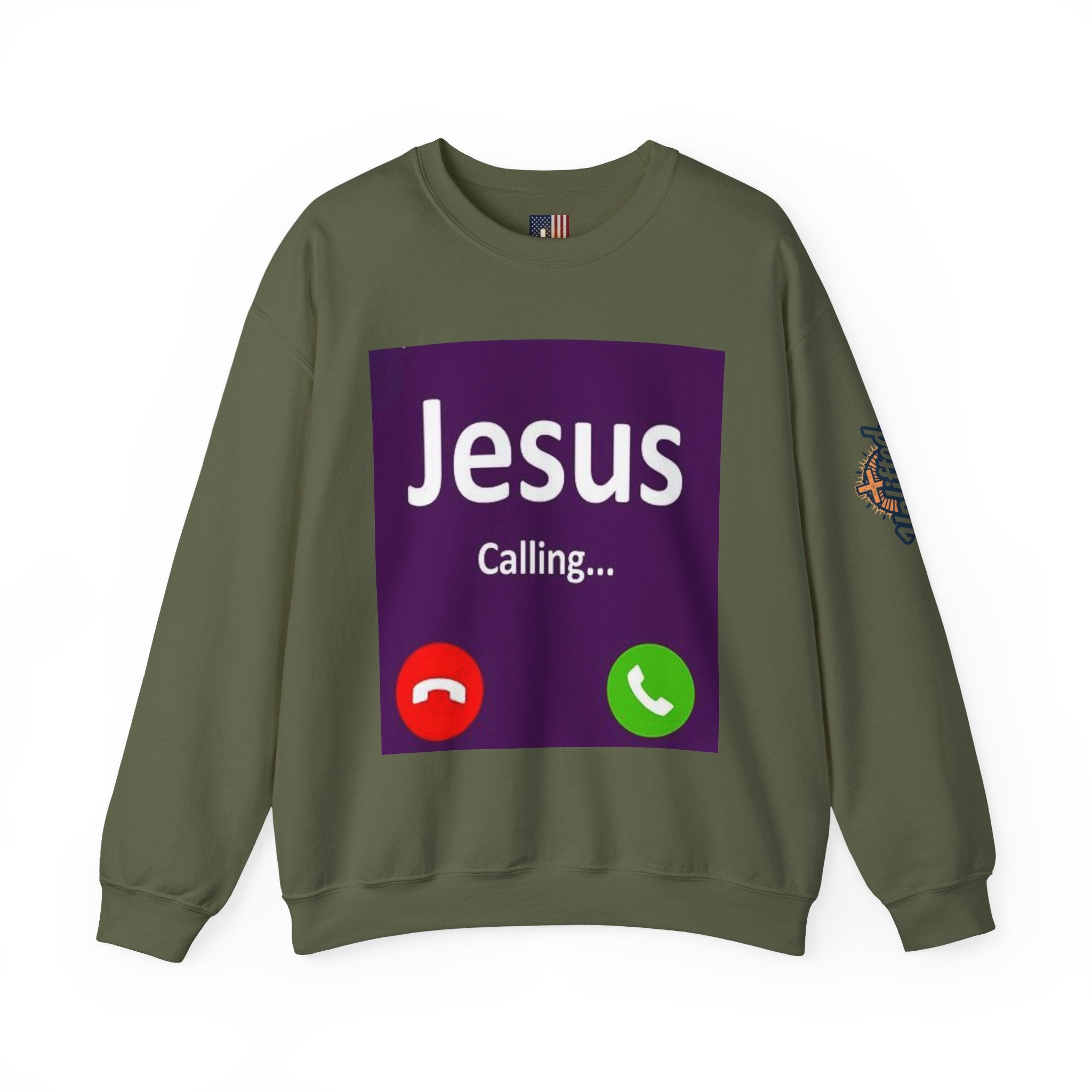 Jesus Calling Sweatshirt – Funny Cell Phone Screen Christian Sweatshirt for Divine Connection & Faith Humor Printify