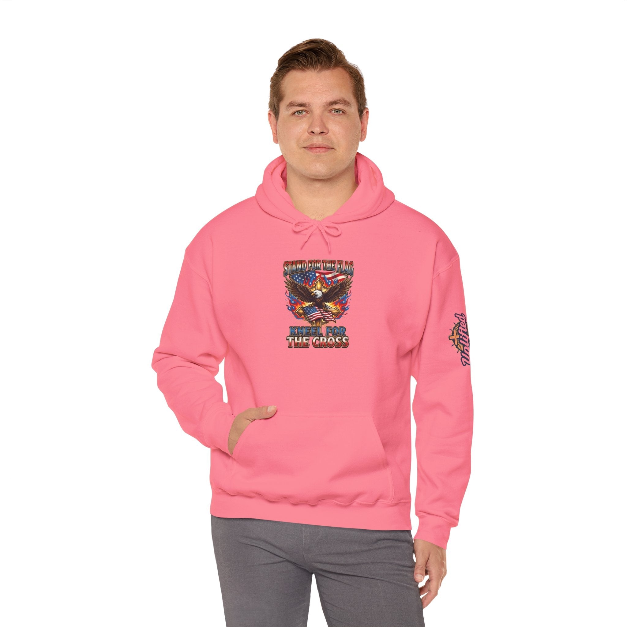 Stand for the Flag Kneel for the Cross Hoodie | Patriotic Eagle Hoodie Printify