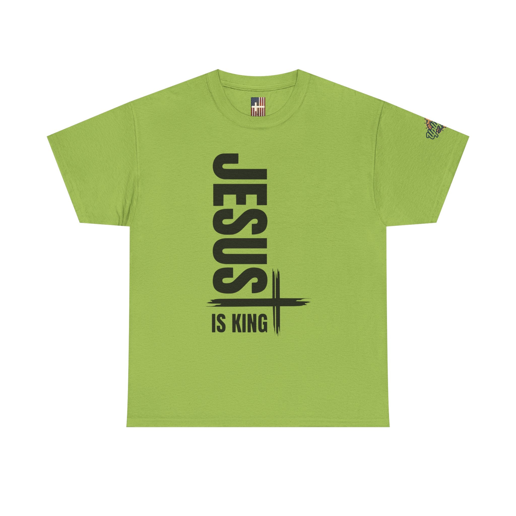 Jesus Is King T-shirt | Modern Typographic Cross Christian T-shirt Printify