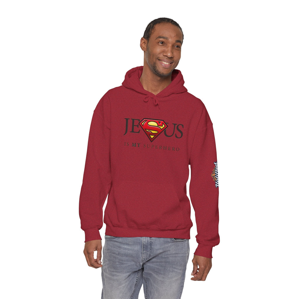 Jesus Is My Superhero Hoodie — Christian Faith Graphic Pullover Printify