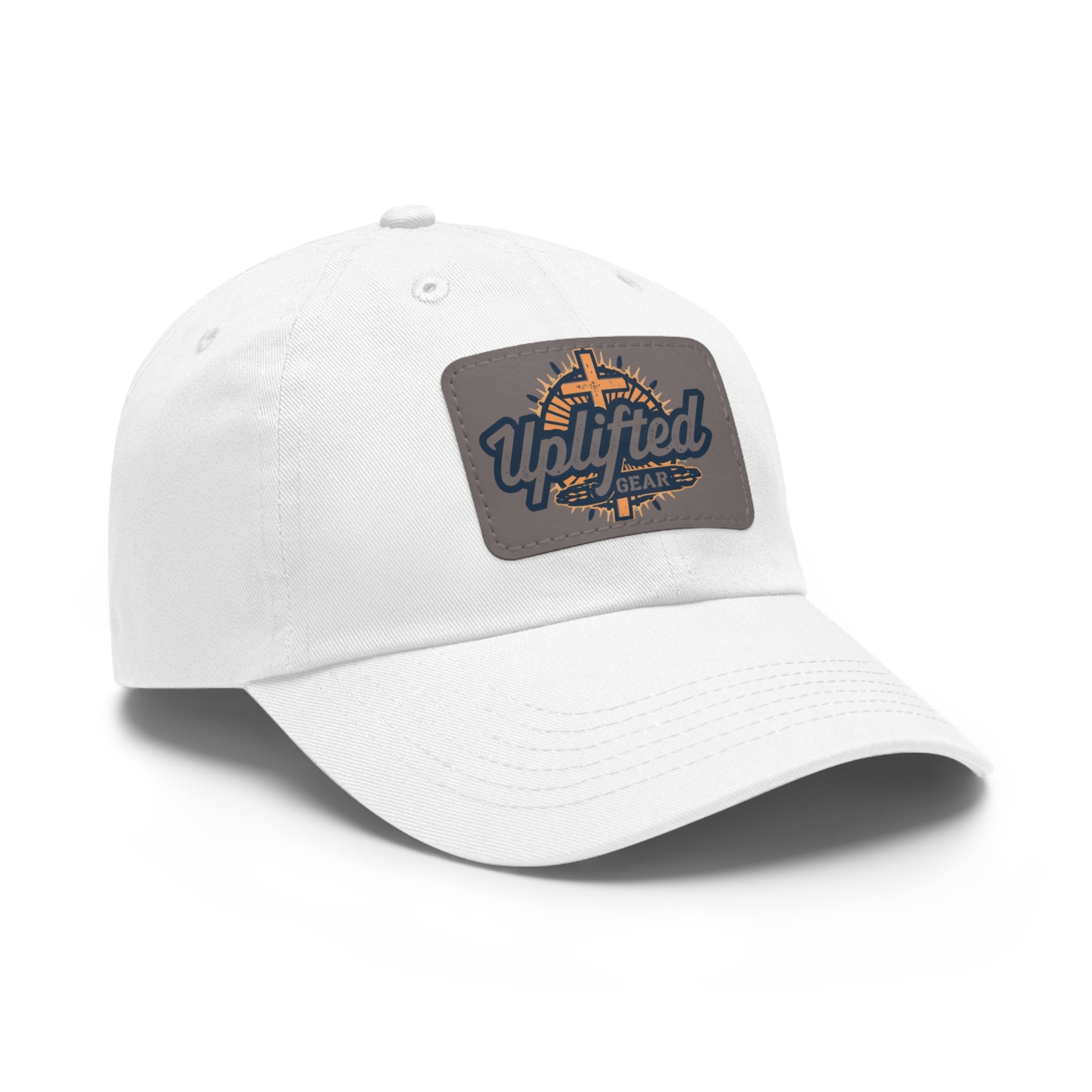 Uplifted Gear Leather Patch Dad Hat — Vintage Aviation Logo Cap Printify