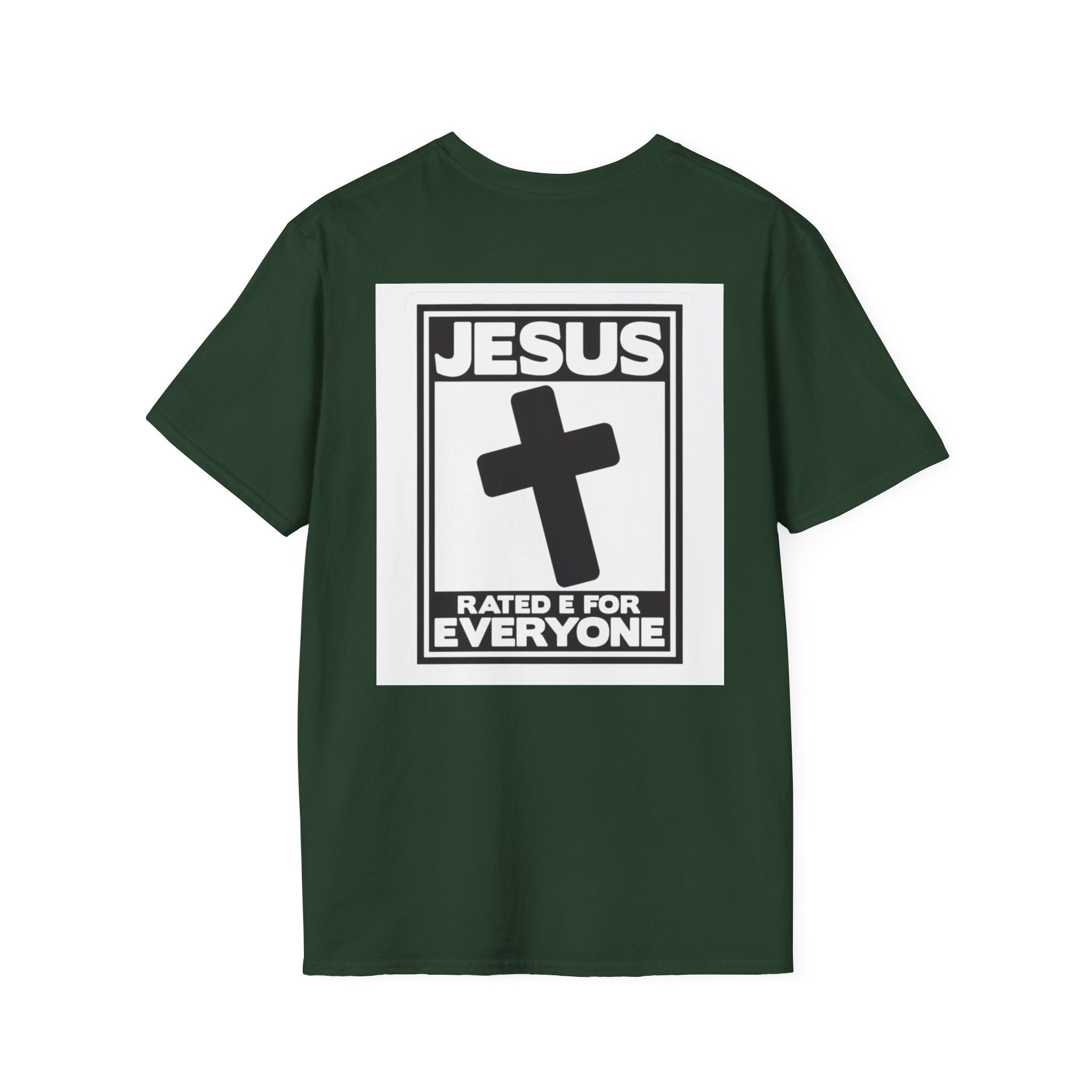 Jesus, Rated E for Everyone T-shirt - Gamer Faith T-shirt - Christian Video Game Parody Printify