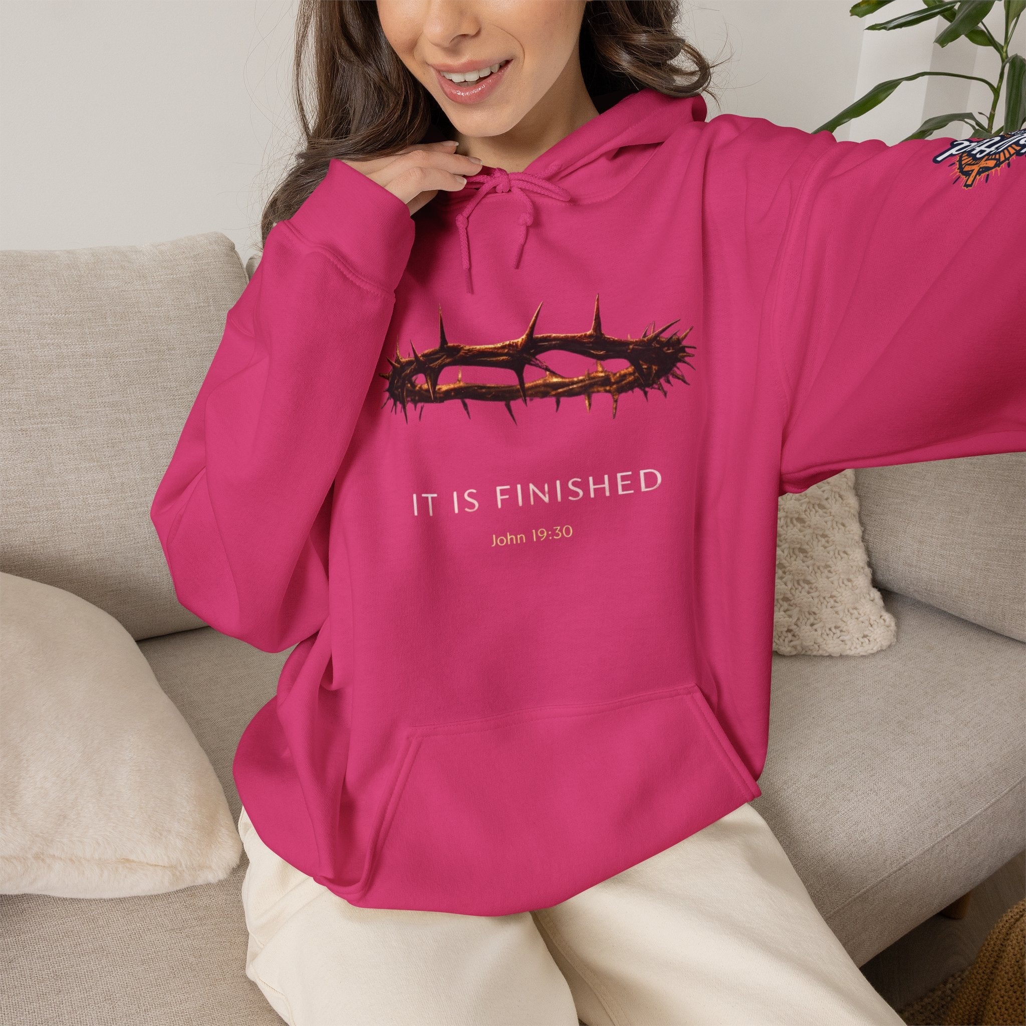 It Is Finished Crown of Thorns Hoodie — Christian John 19:30 Faith Hoodie Printify