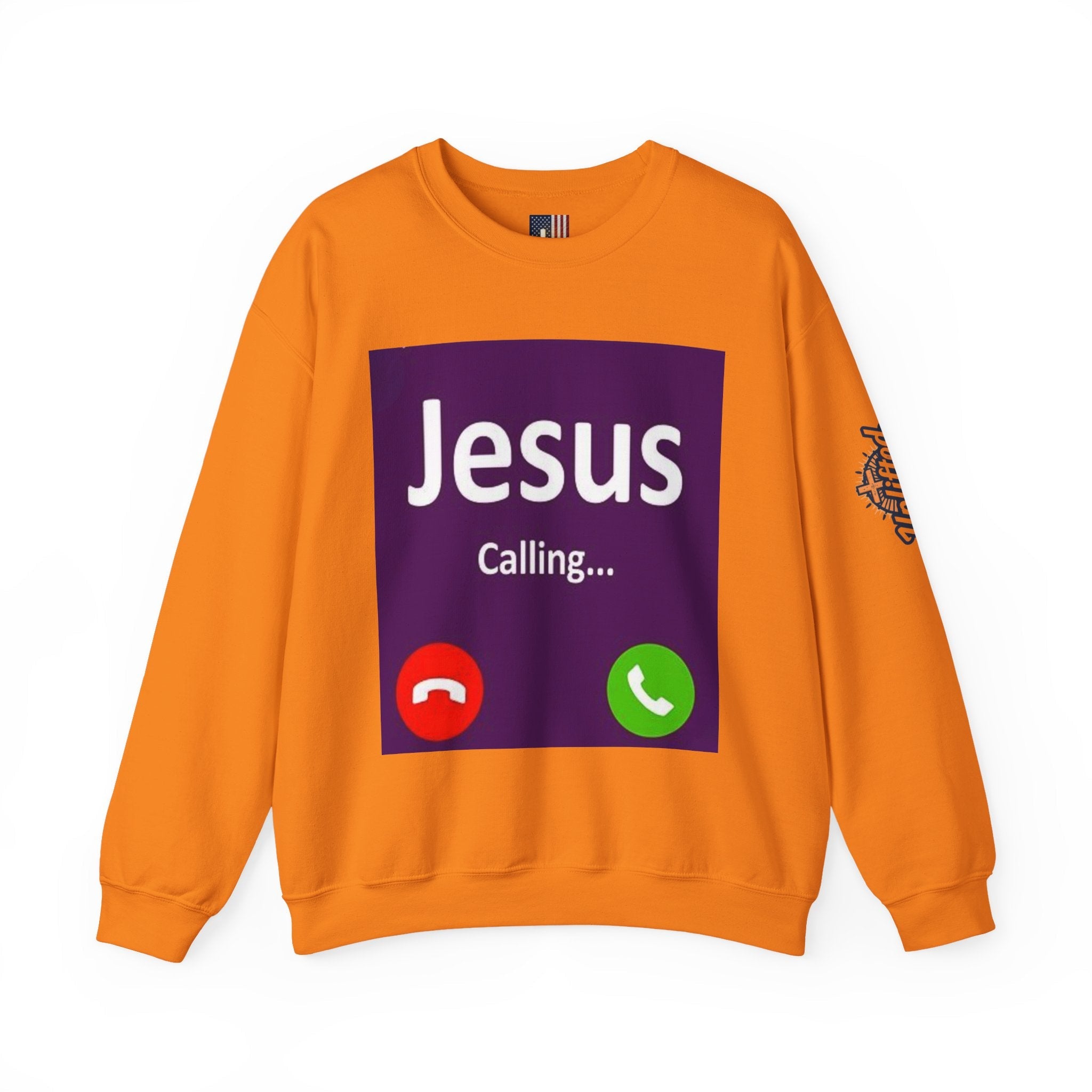 Jesus Calling Sweatshirt – Funny Cell Phone Screen Christian Sweatshirt for Divine Connection & Faith Humor Printify