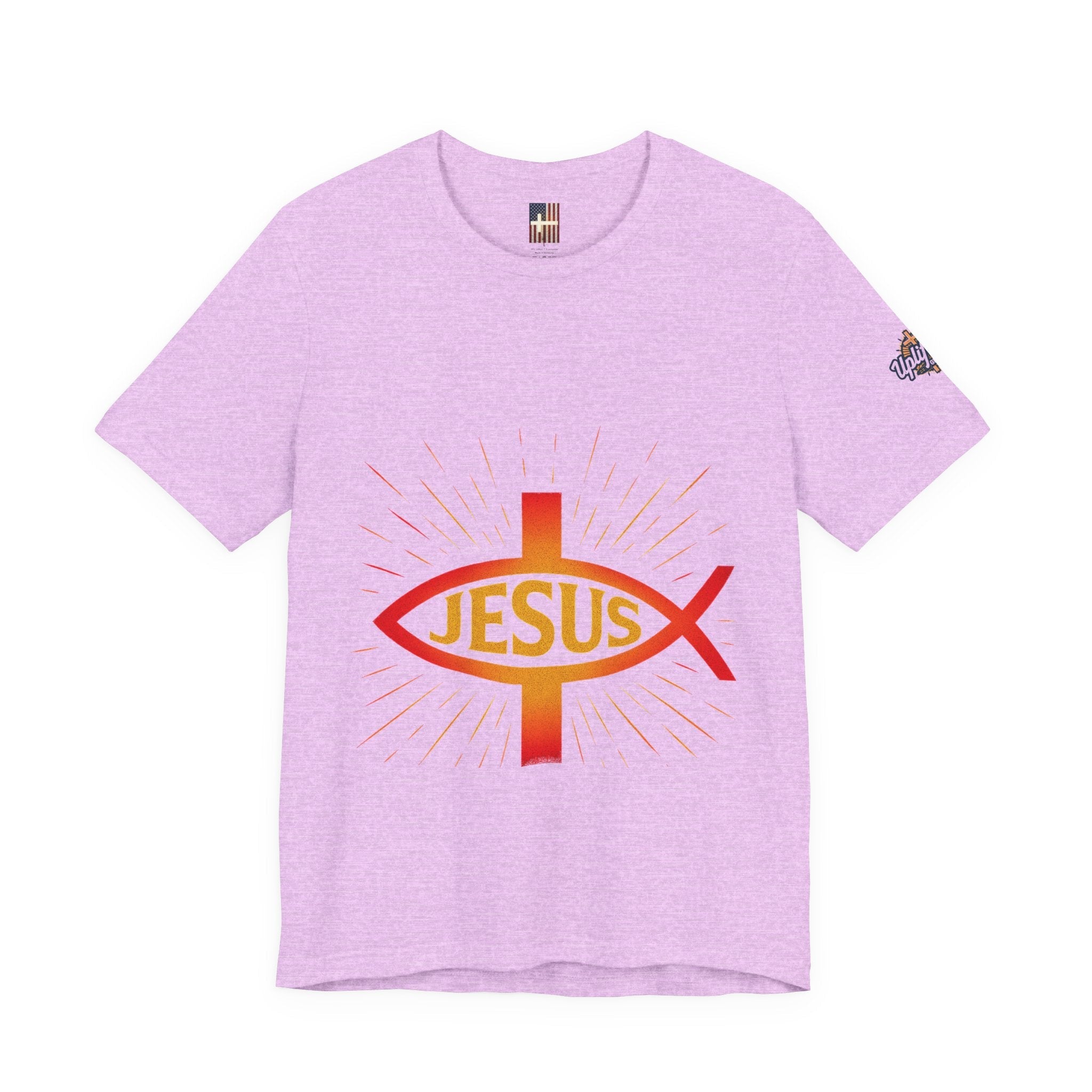 Jesus Ichthys T-shirt – Christian Fish Symbol with Cross & Jesus Inscription T-shirt for Eternal Faith & Streetwear Printify