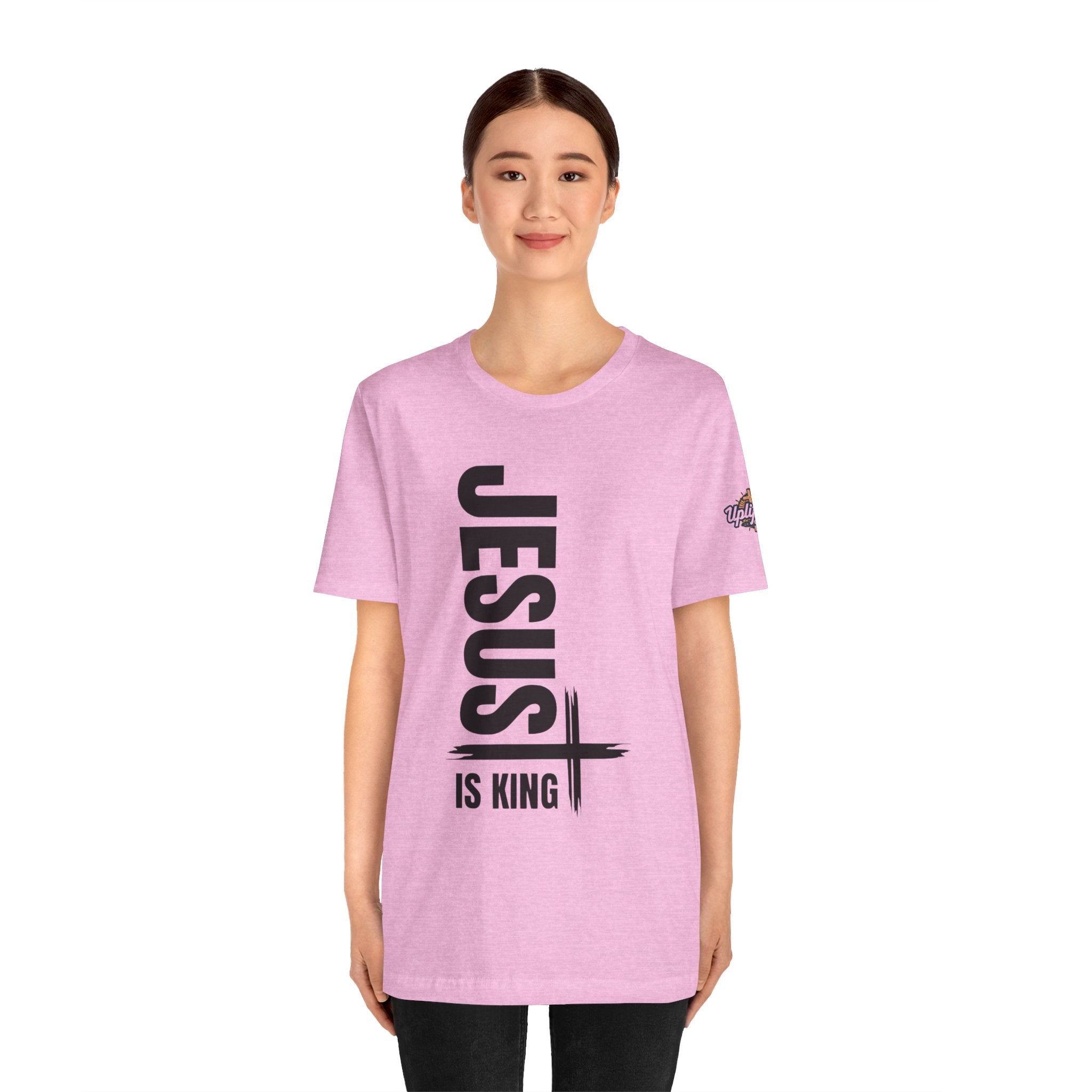 Jesus Is King T-shirt | Modern Typographic Cross Christian T-shirt Printify