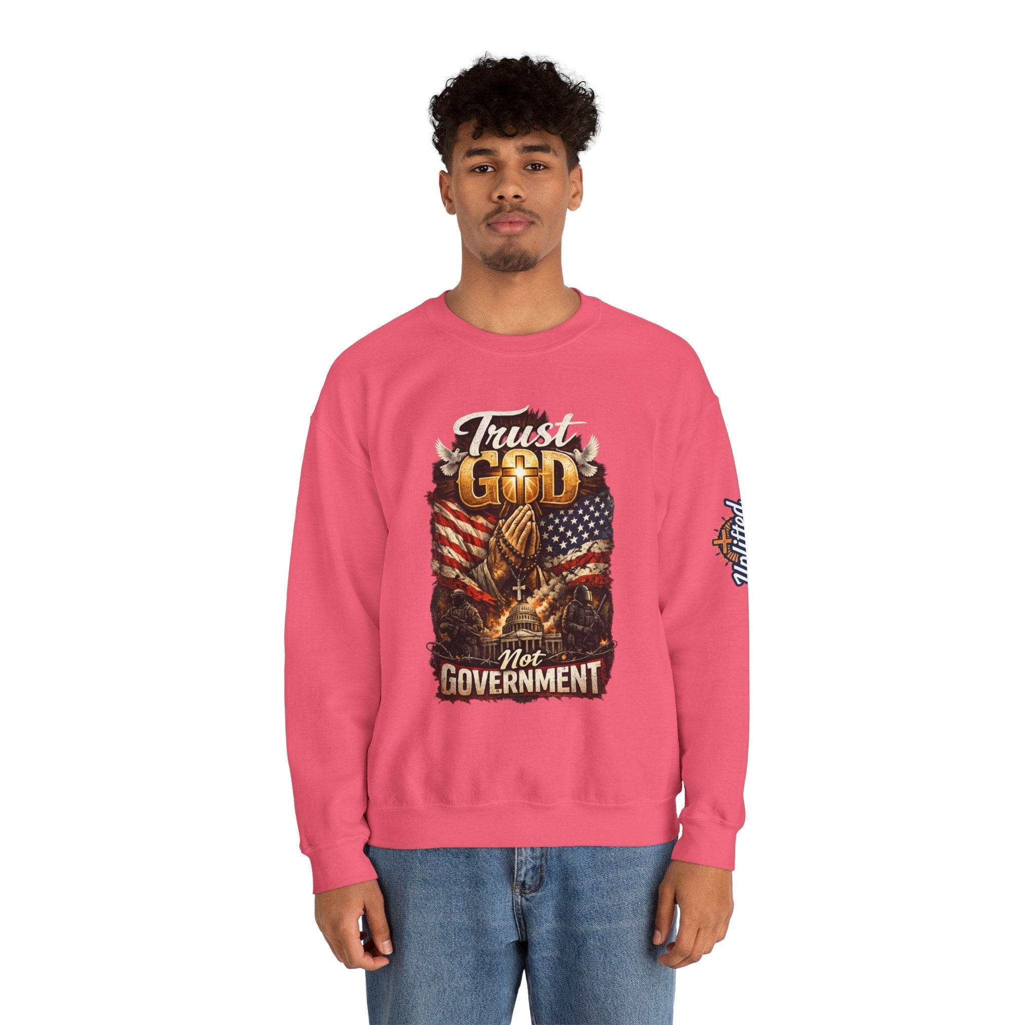 Trust God Not Government Sweatshirt — Vintage Patriotic Christian Sweatshirt Printify