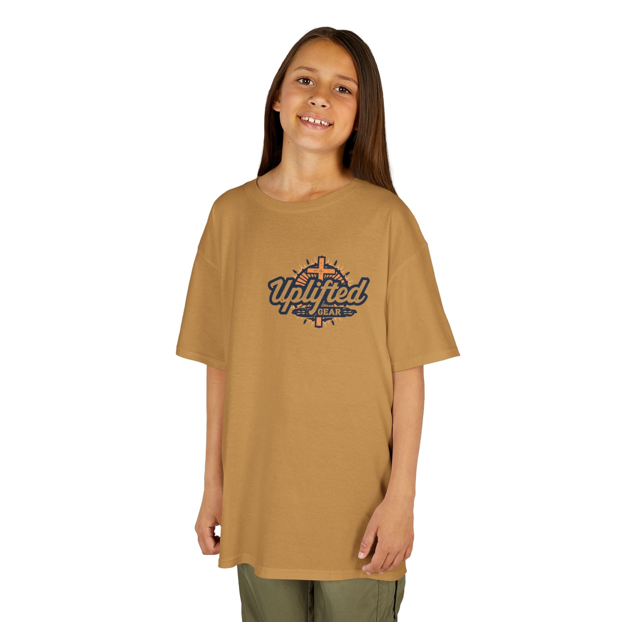 ✨ Chosen. Loved. Redeemed. – Elegant Christian Kids T-Shirt | Gold Foil Faith Tee | Subtle Cross & Heart Design | Inspirational Bible Verse Apparel by Uplifted Gear Printify