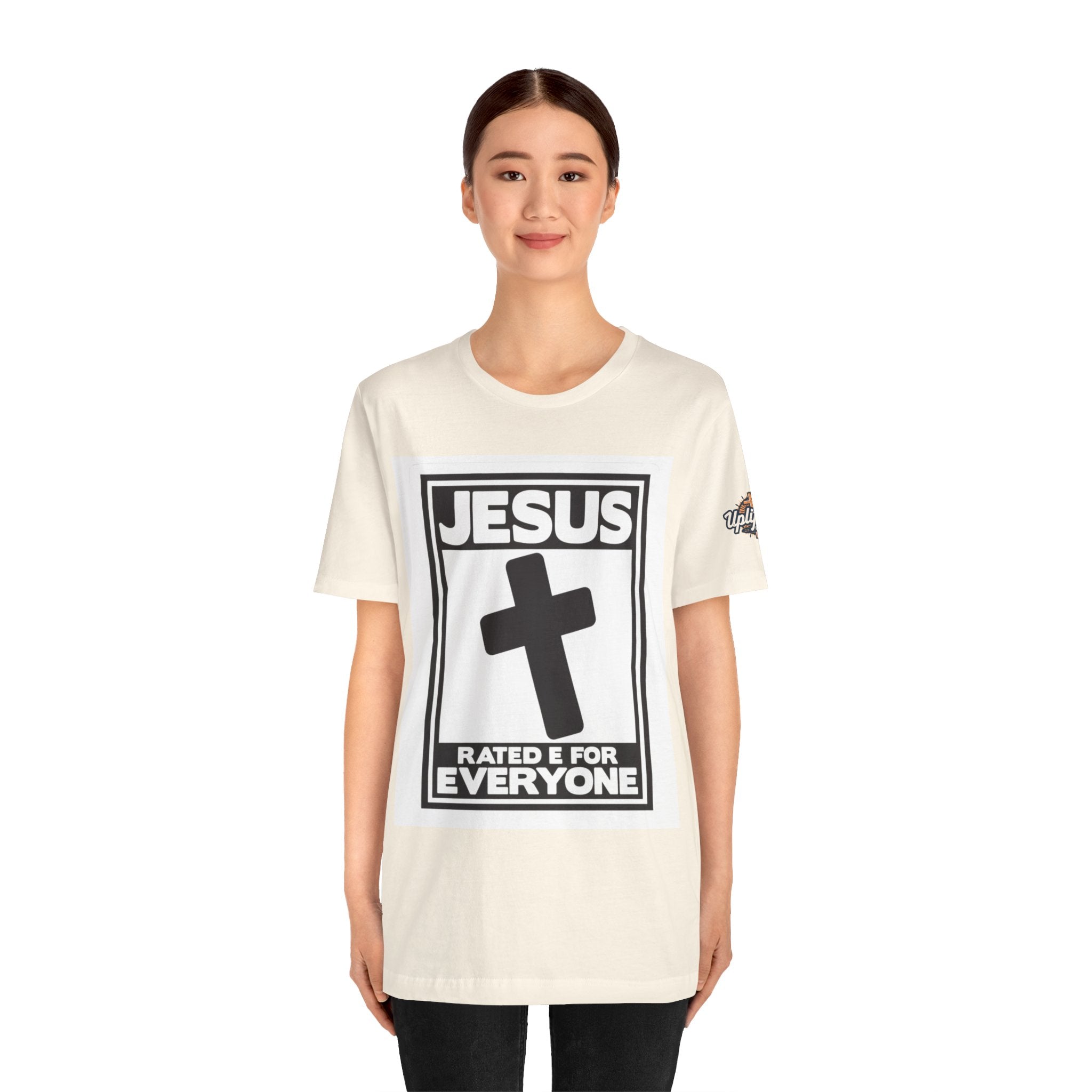 Jesus, Rated E for Everyone T-shirt - Gamer Faith T-shirt - Christian Video Game Parody Printify