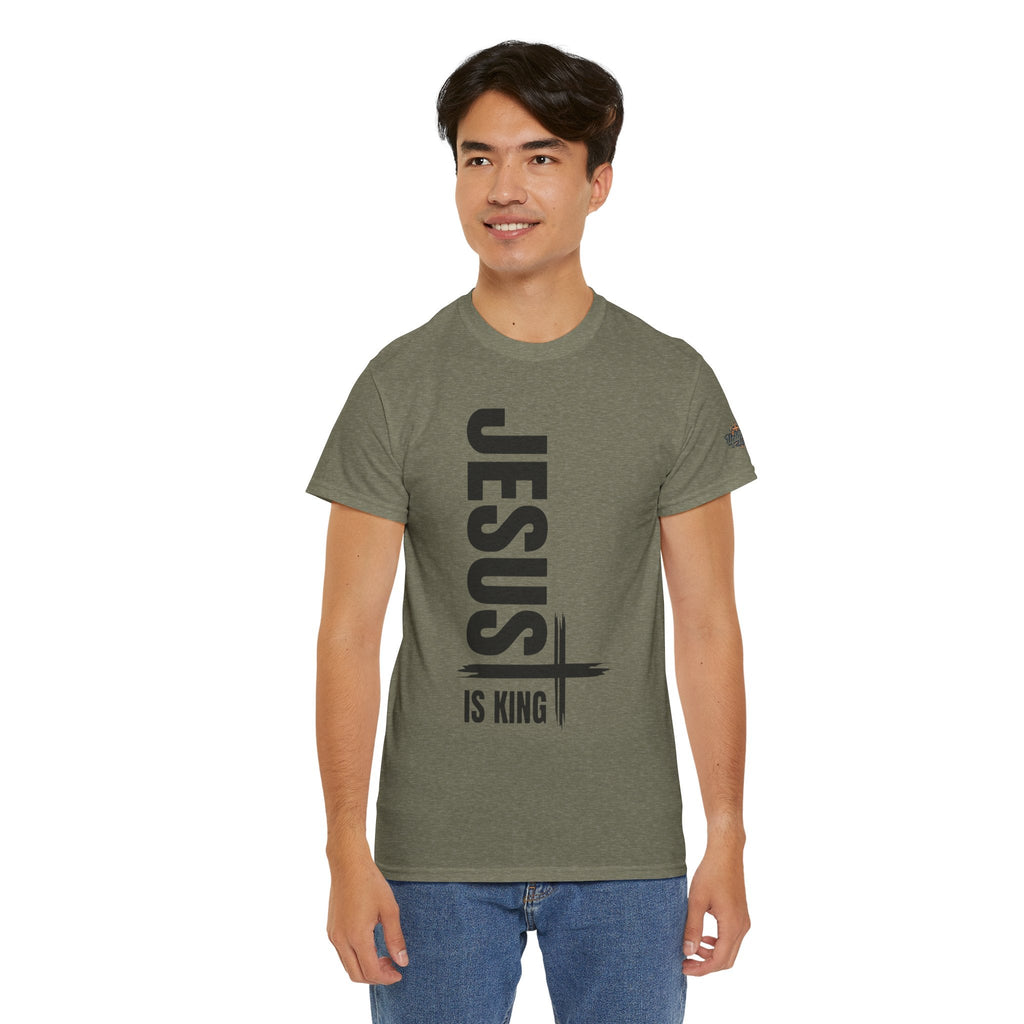 Jesus Is King T-shirt | Modern Typographic Cross Christian T-shirt Printify