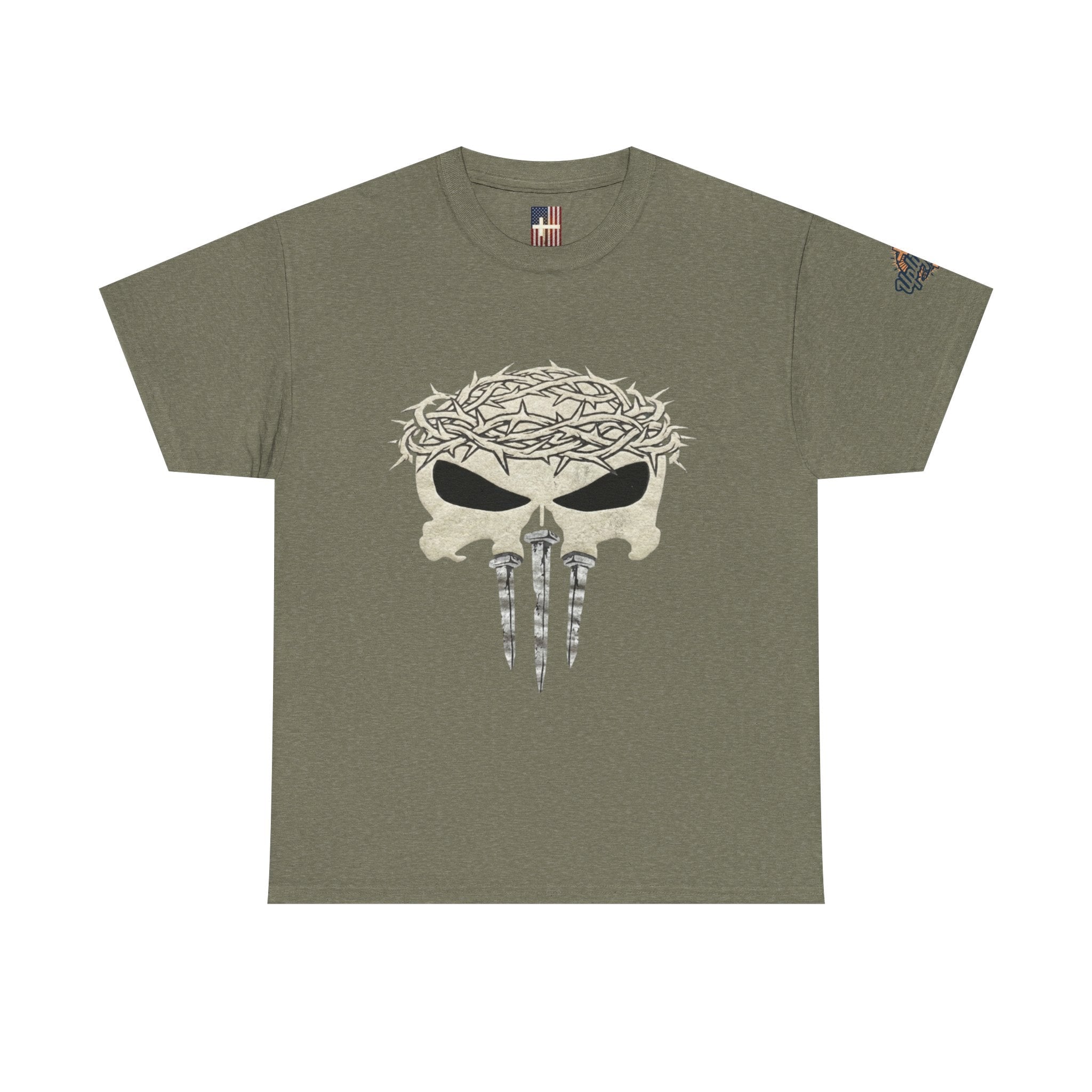 Christian Skull T-shirt - Crown of Thorns & Nails - Warrior Faith T-shirt Printify