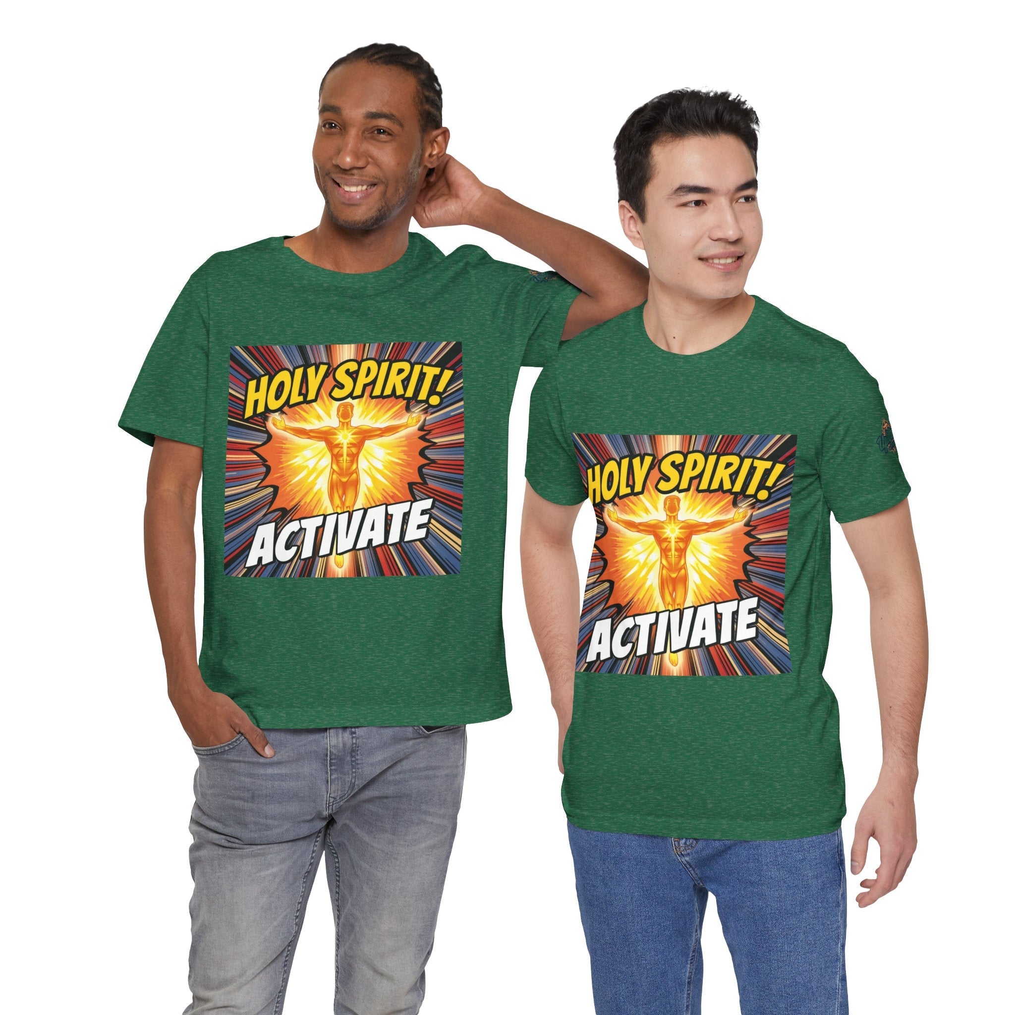 Holy Spirit Activate T-shirt – Superhero Christian T-shirt with Vibrant Power-Up Design for Faith-Fueled Boldness Printify