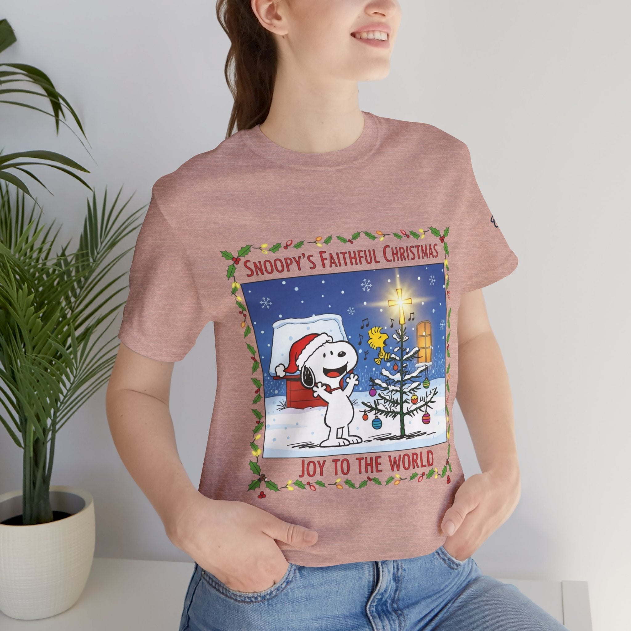 🎄 Faithful Christmas Friends – Christian Holiday T-Shirt | Festive Tree & Cartoon Duo | Heartwarming Christmas Tee by Uplifted Gear Printify