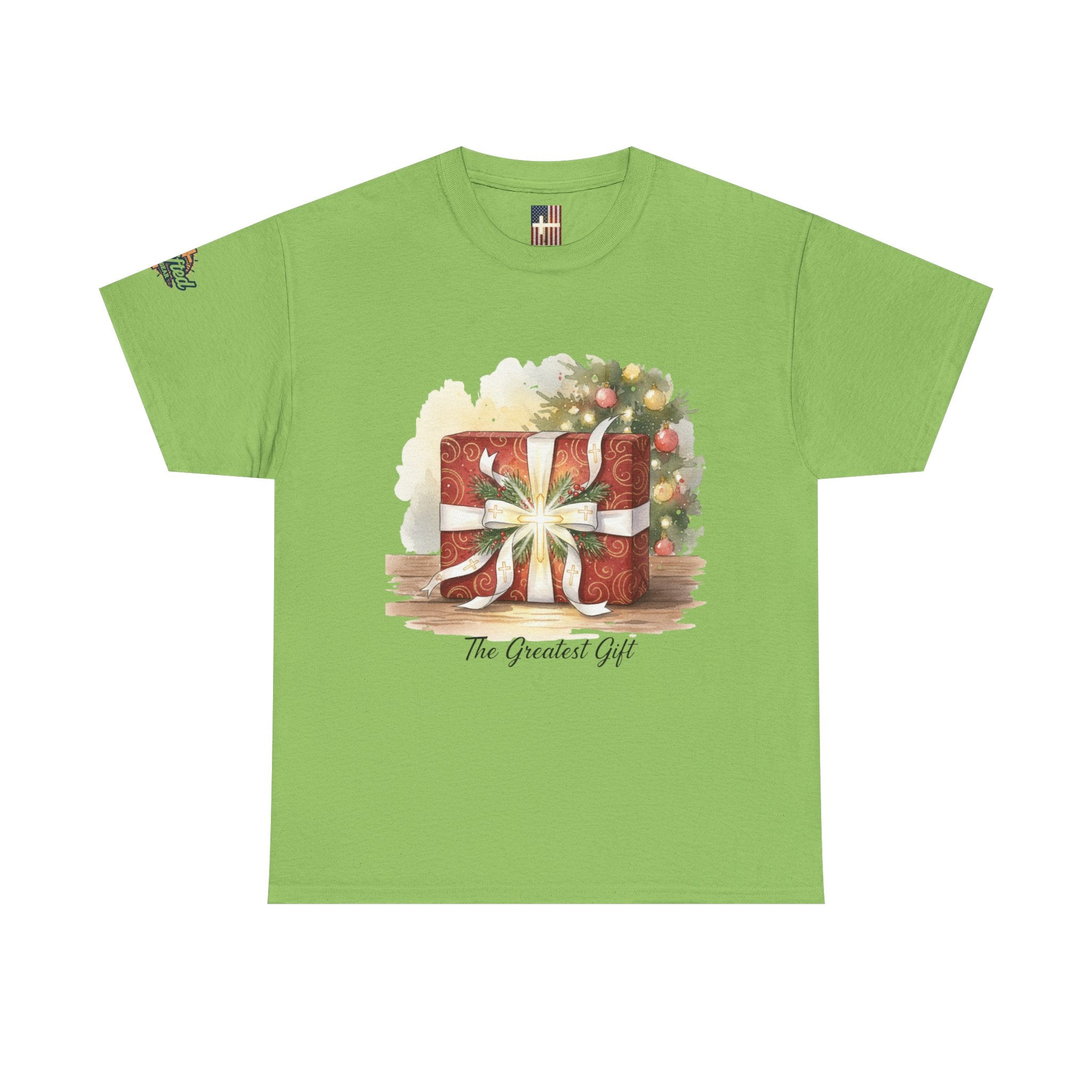 The Greatest Gift T-shirt – Cross Bow Present Christian T-shirt for Christmas Salvation & Eternal Faith Printify