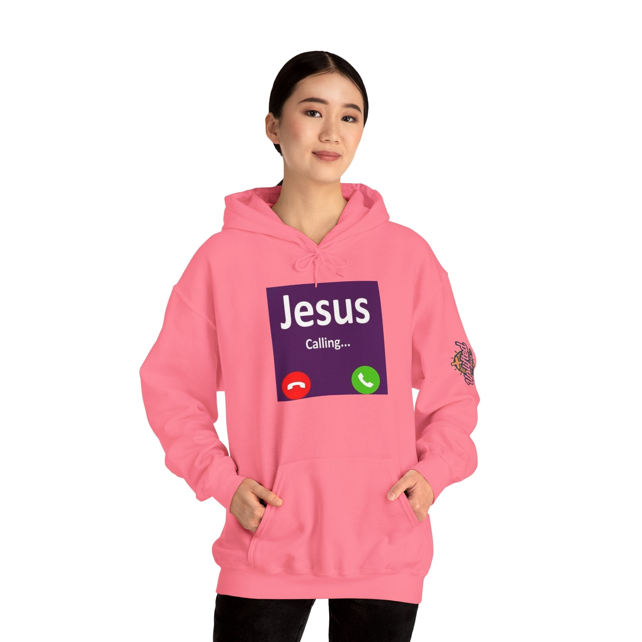 Jesus Calling Hoodie – Funny Cell Phone Screen Christian Sweatshirt for Divine Connection & Faith Humor Printify