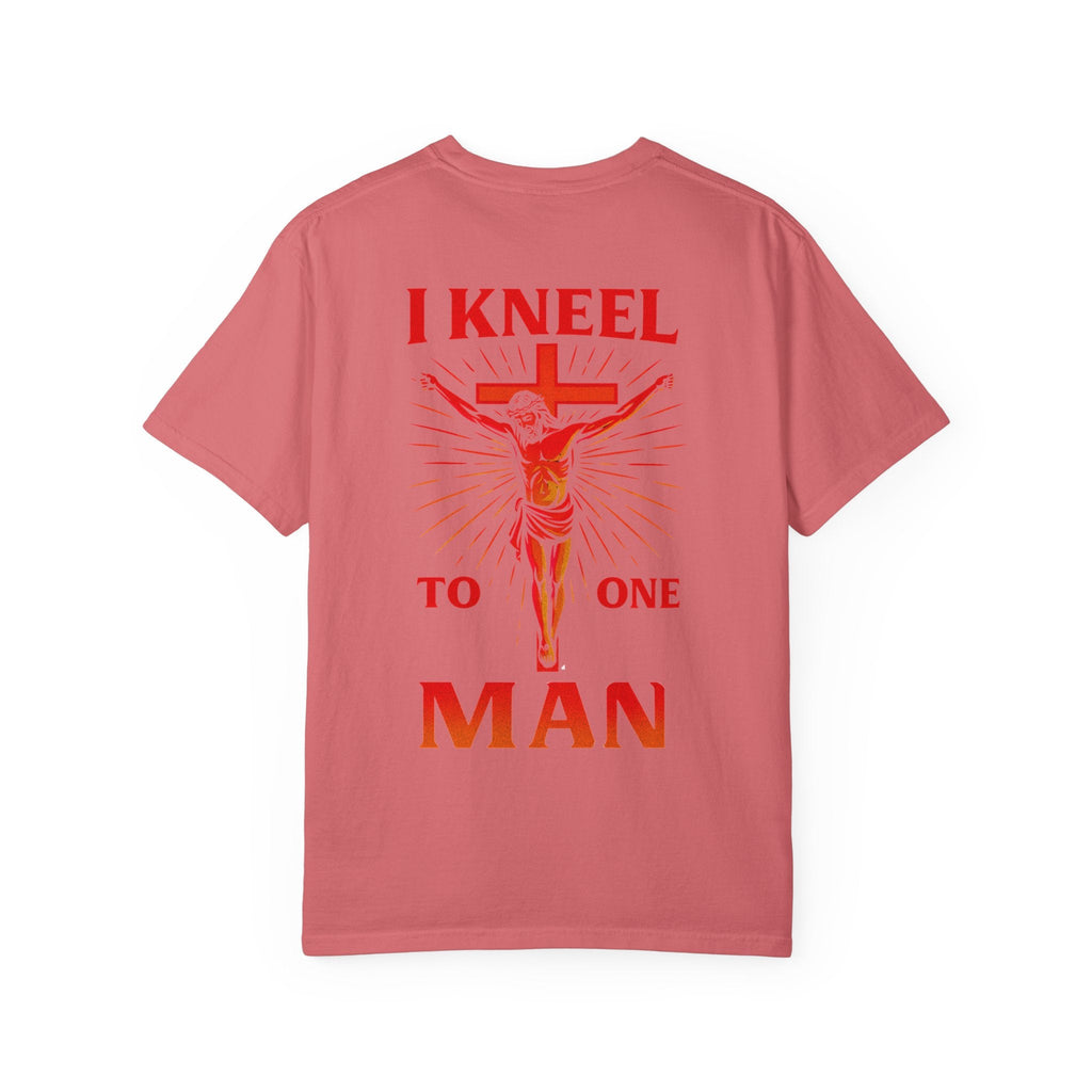 I Kneel to One Man T-shirt – Crucifixion Christian T-shirt for Unashamed Devotion & Bold Faith Printify