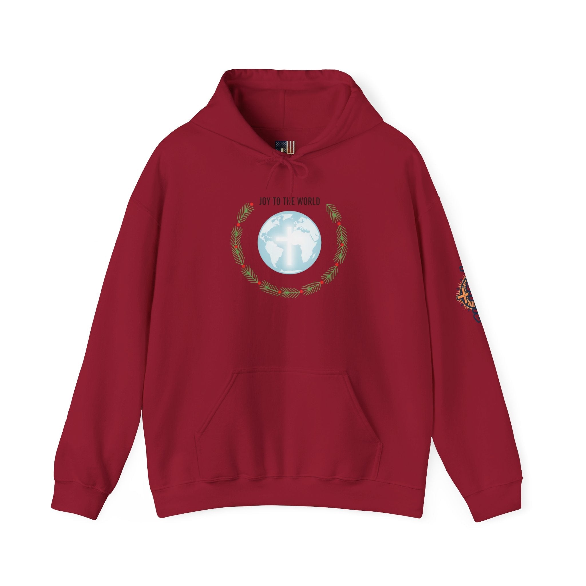 Joy to the World Hoodie – Wreath Earth Nativity Christian Christmas Sweatshirt for Isaiah 9:6 Holiday Faith & Festive Joy Printify