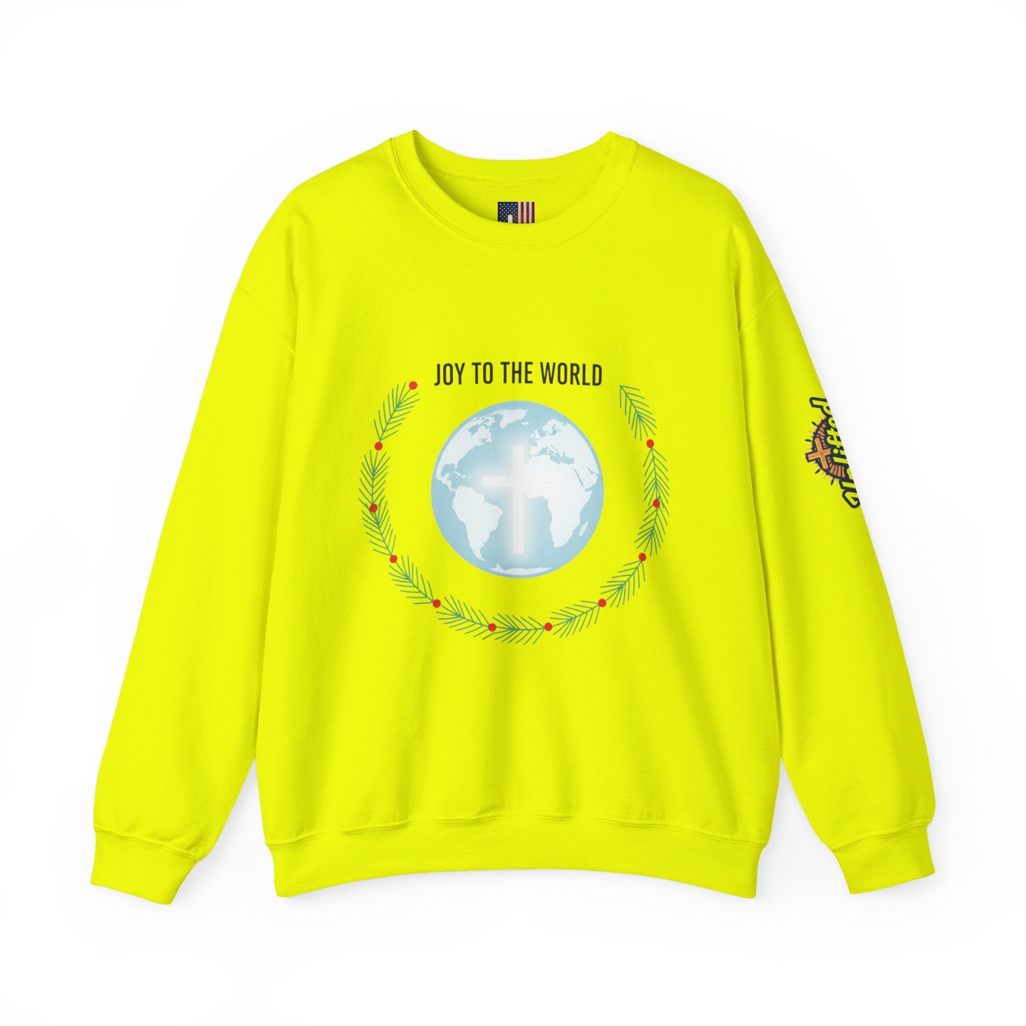 Joy to the World Sweatshirt – Wreath Earth Nativity Christian Christmas Sweatshirt for Isaiah 9:6 Holiday Faith & Festive Joy Printify