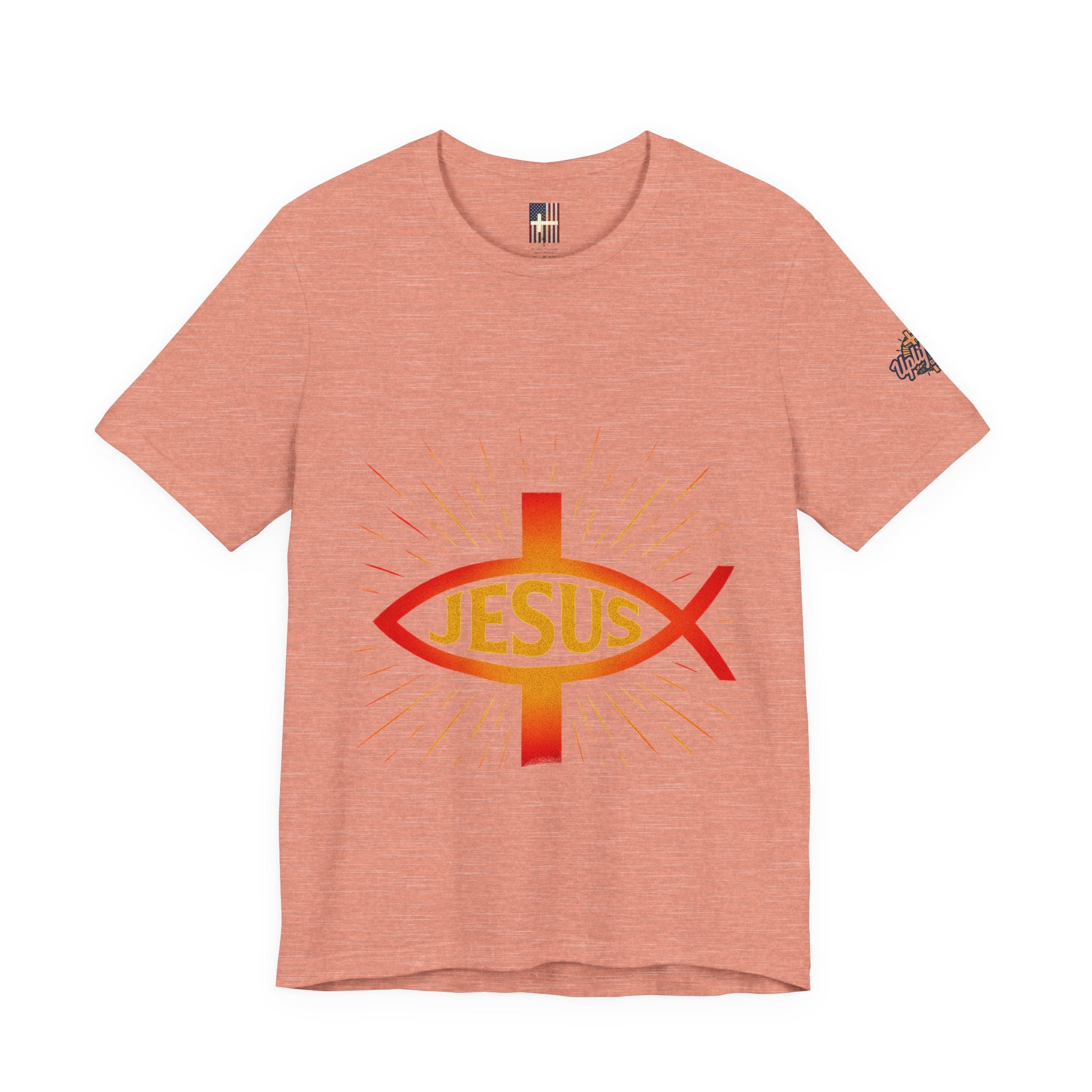 Jesus Ichthys T-shirt – Christian Fish Symbol with Cross & Jesus Inscription T-shirt for Eternal Faith & Streetwear Printify