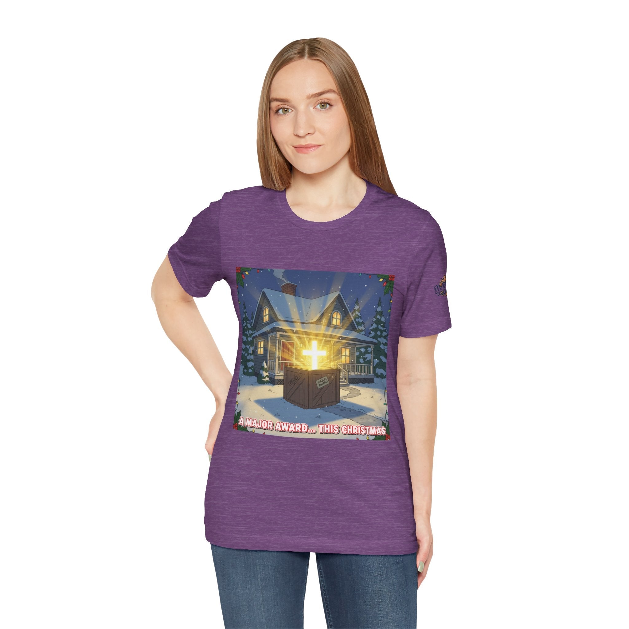 A Major Award This Christmas T-shirt – Fragile Leg Lamp Parody Cross Unboxing Christian T-shirt for Hilarious Faith & Holiday Glow Printify